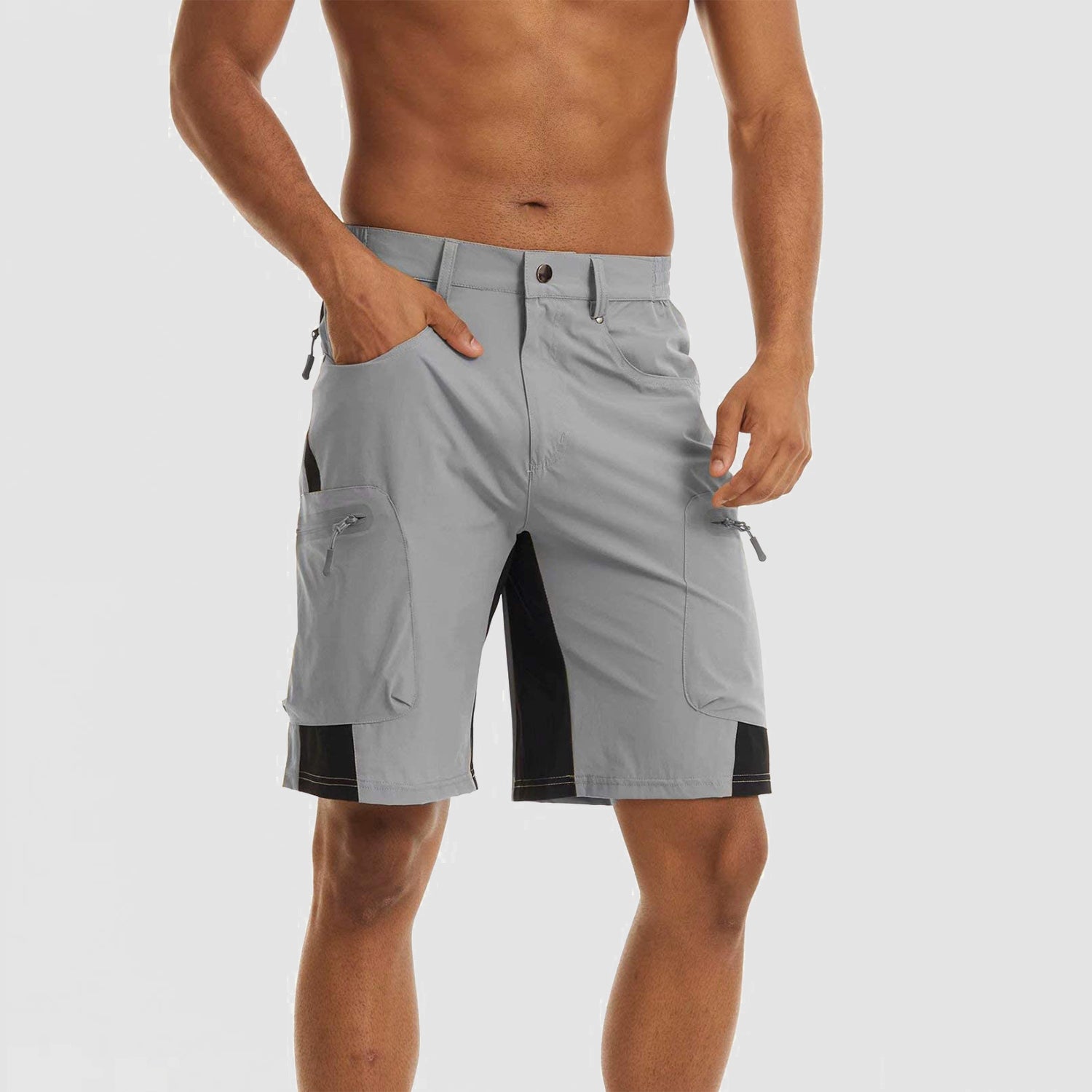 Light Grey Men's Quick Dry Cargo Shorts - MAGCOMSEN