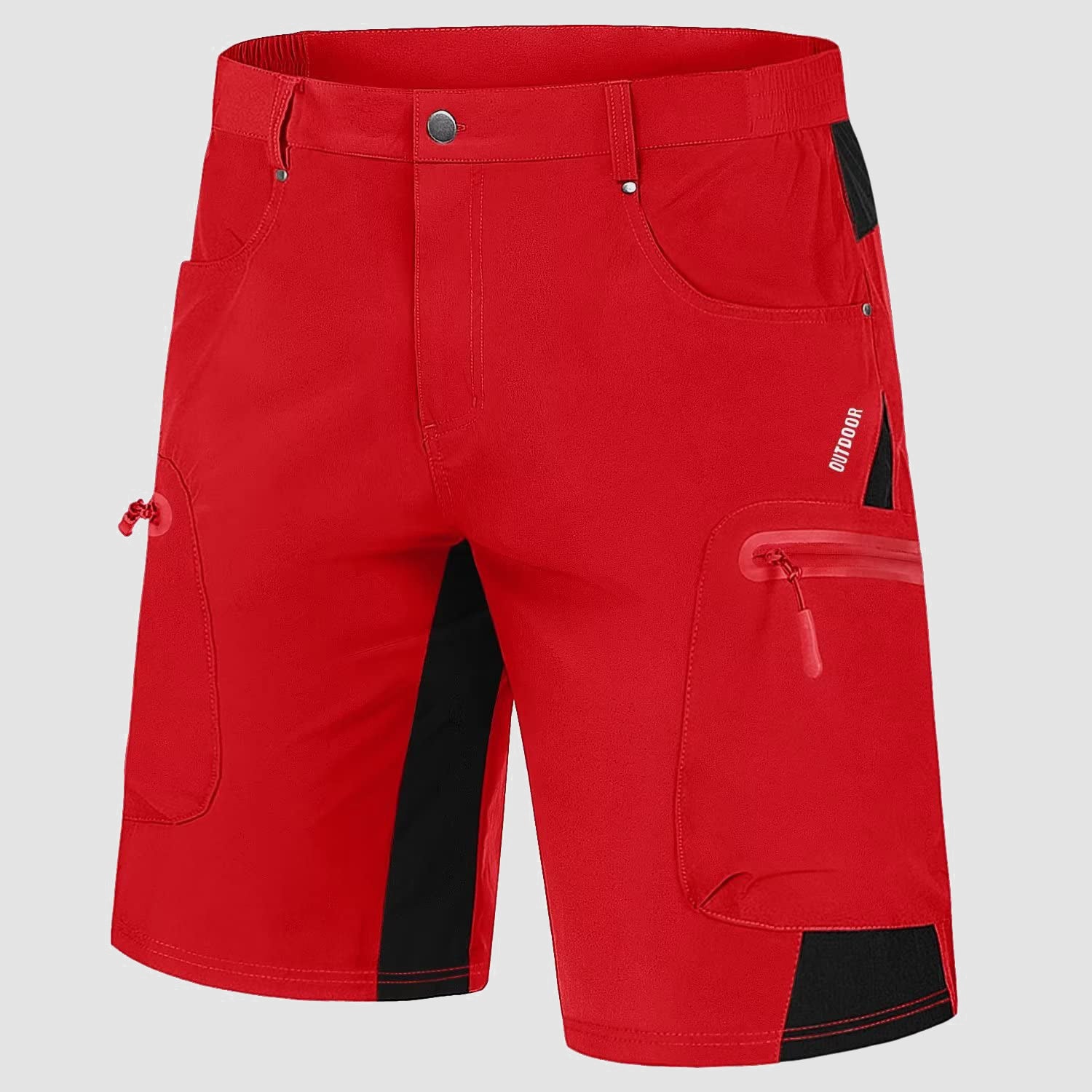 Red Men's Quick Dry Cargo Shorts - MAGCOMSEN #Color_Red