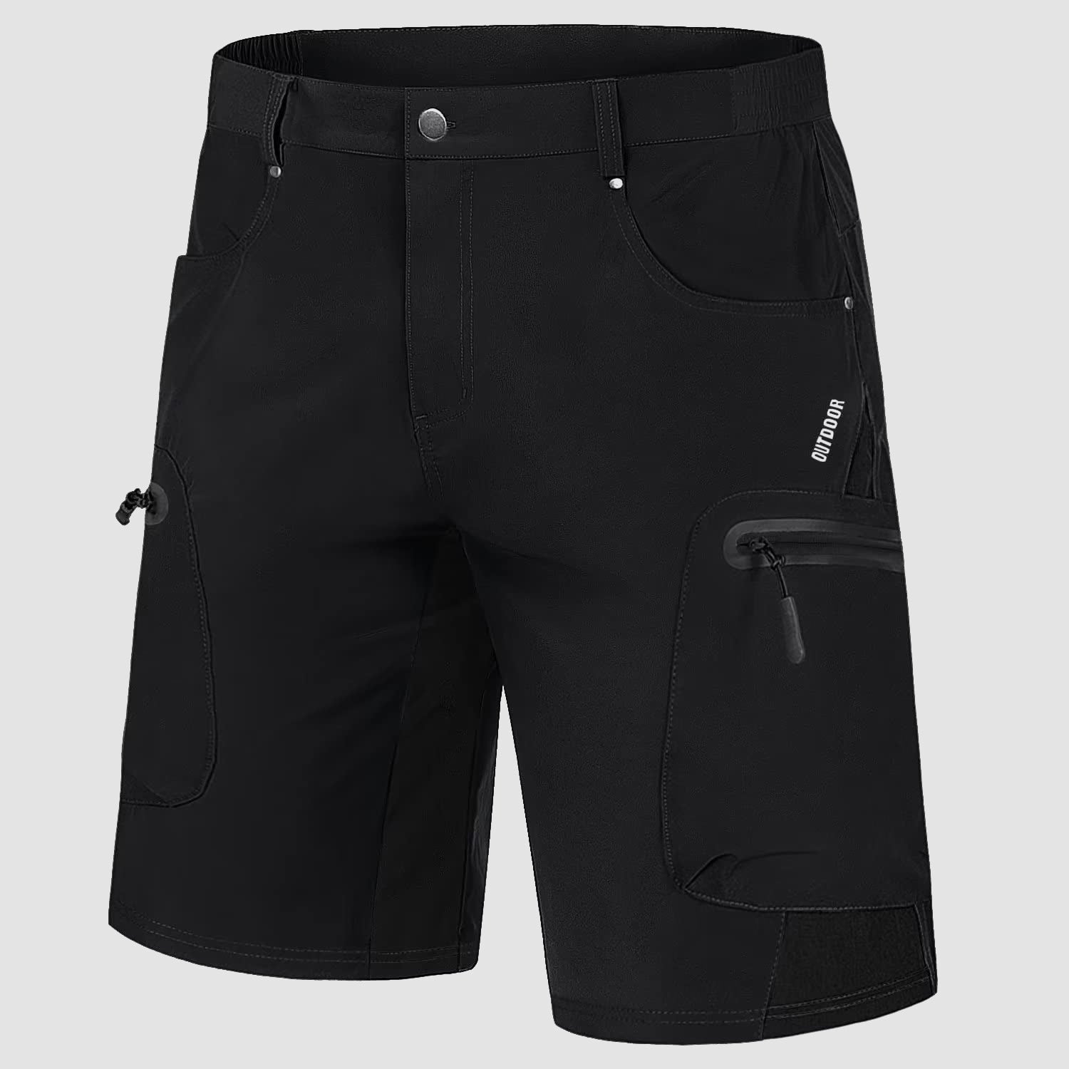 Black Men's Quick Dry Cargo Shorts - MAGCOMSEN #Color_Black