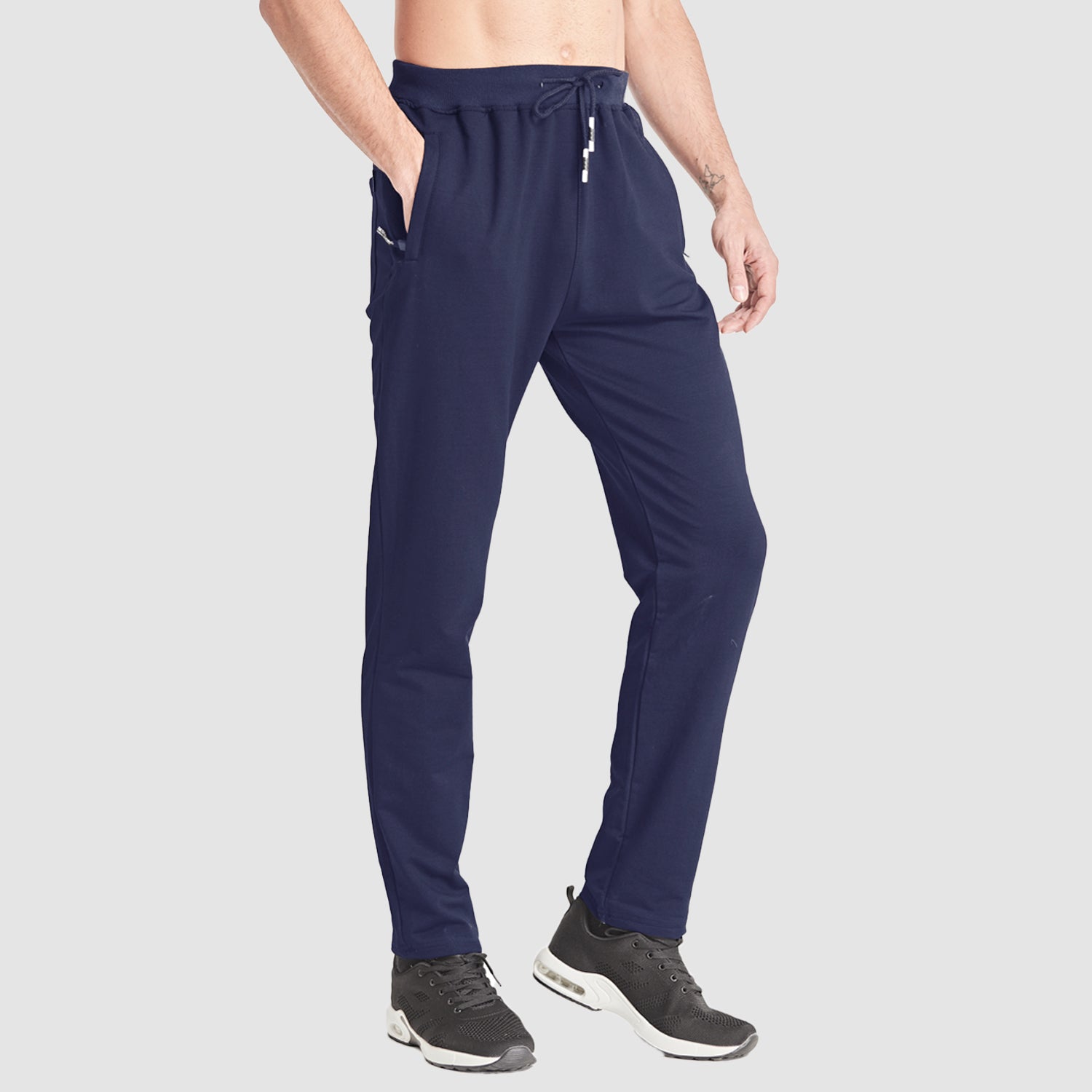 Men Fitness Pants with Two Zip Pockets Fashion Workout Sweatpants