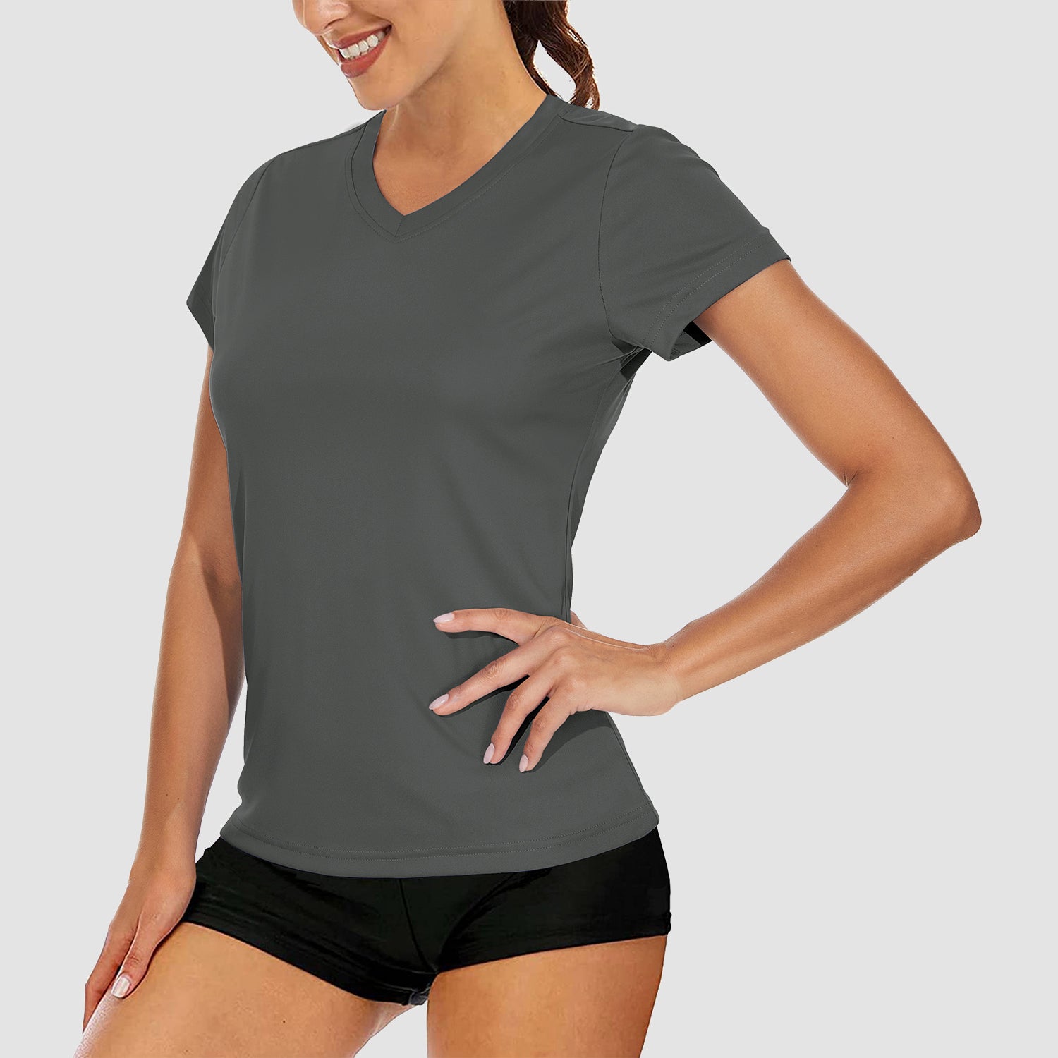Women's T-Shirts Short Sleeve Quick Dry Athletic V-Neck Tee Shirt Running