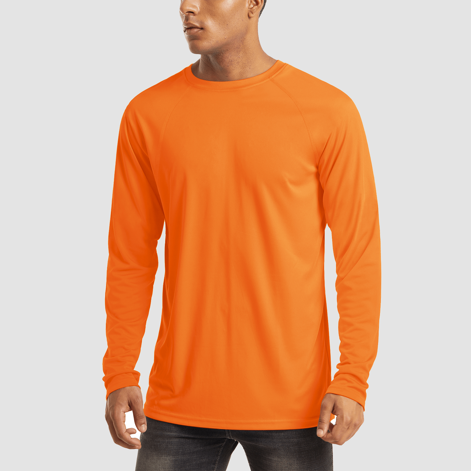 Orange Men's UPF 50+ Quick Dry Shirt - Sun Protection for Hiking - MAGCOMSEN