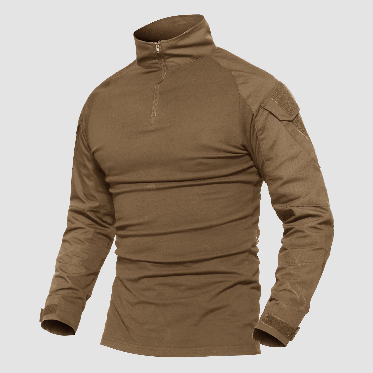 Men's Tactical Military 1/4 Zip Long Sleeve Camo Shirt with Pockets