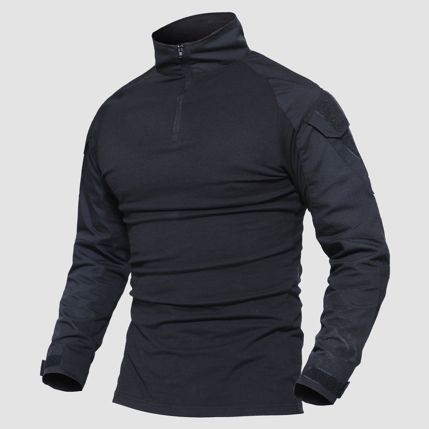 Men's Tactical Military 1/4 Zip Long Sleeve Camo Shirt with Pockets
