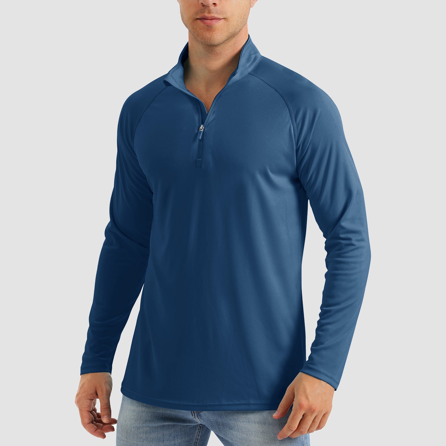 Men's UPF 50 Quick Dry Shirts 1/4 Zip Breathable Long Sleeve Shirts for Outdoor Sports