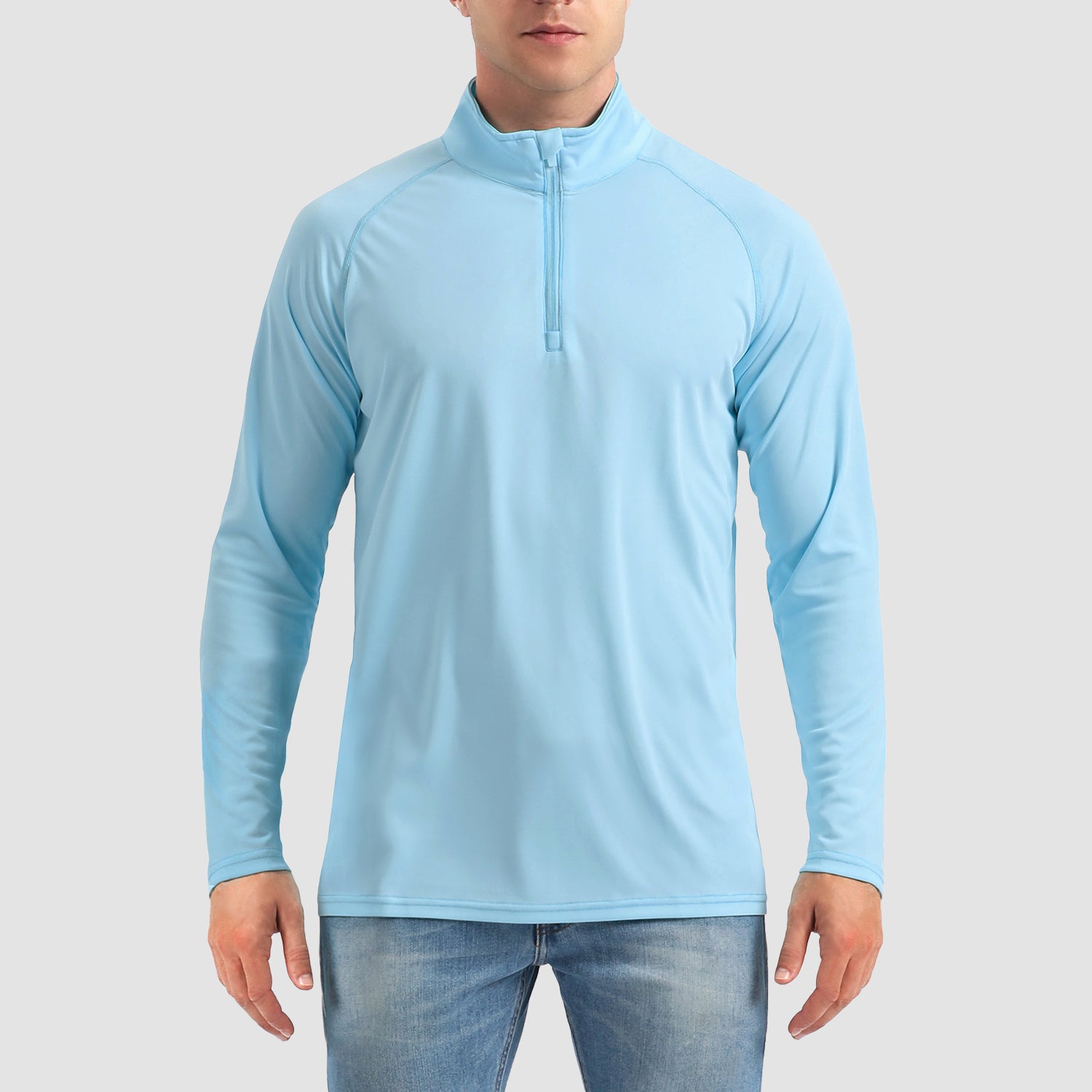 Men's UPF 50 Quick Dry Shirts 1/4 Zip Breathable Long Sleeve Shirts for Outdoor Sports