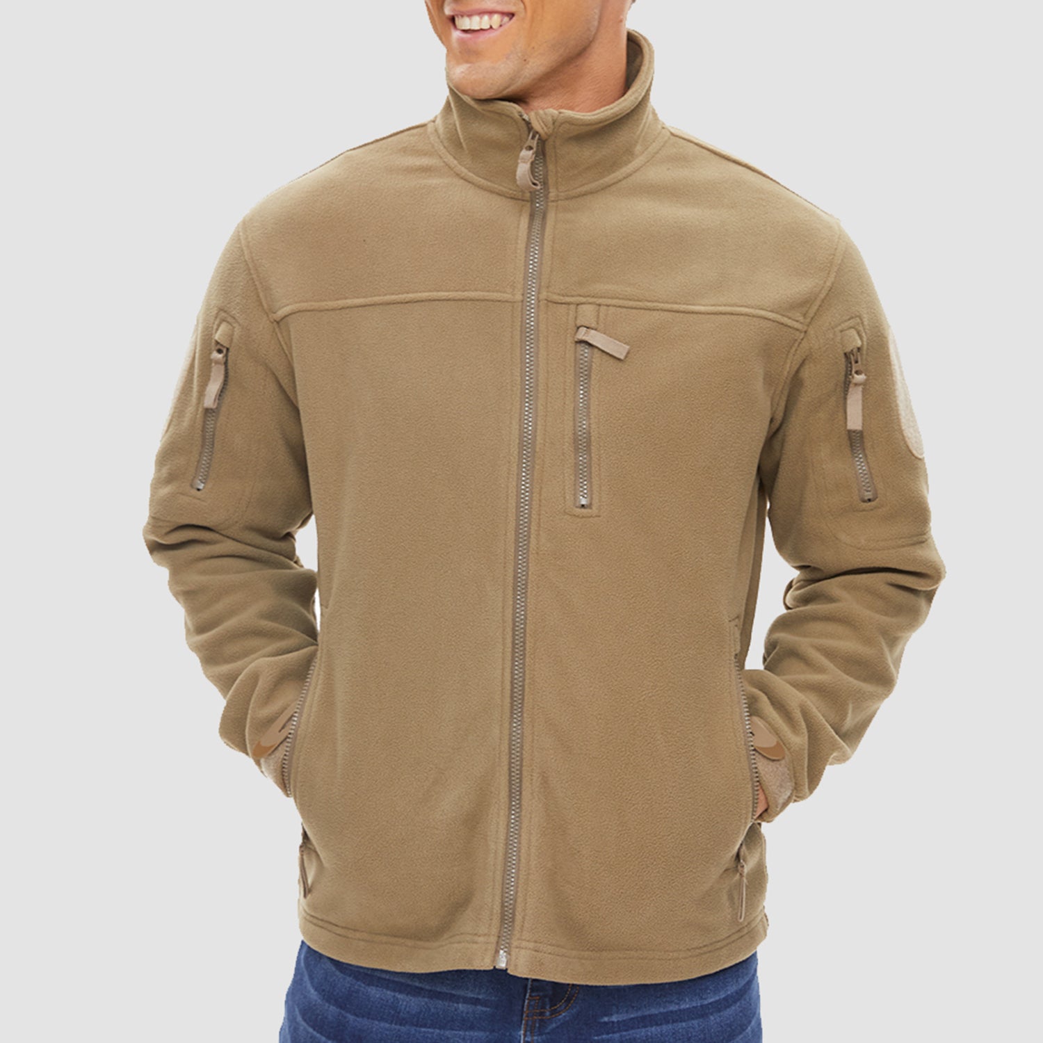 Men's Fleece Tactical Jacket Stand Collar Military Field Jackets - MAGCOMSEN