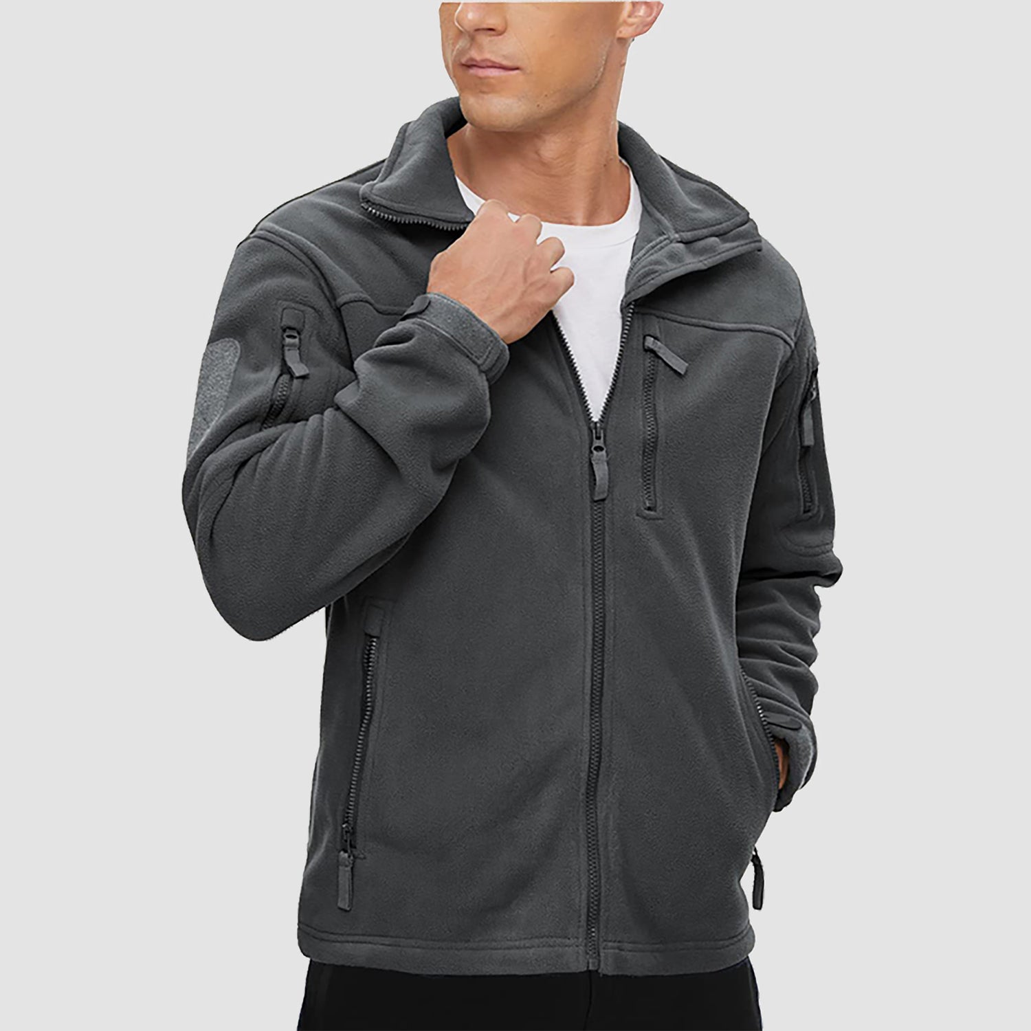 Men's Fleece Tactical Jacket Stand Collar Military Field Jackets - MAGCOMSEN