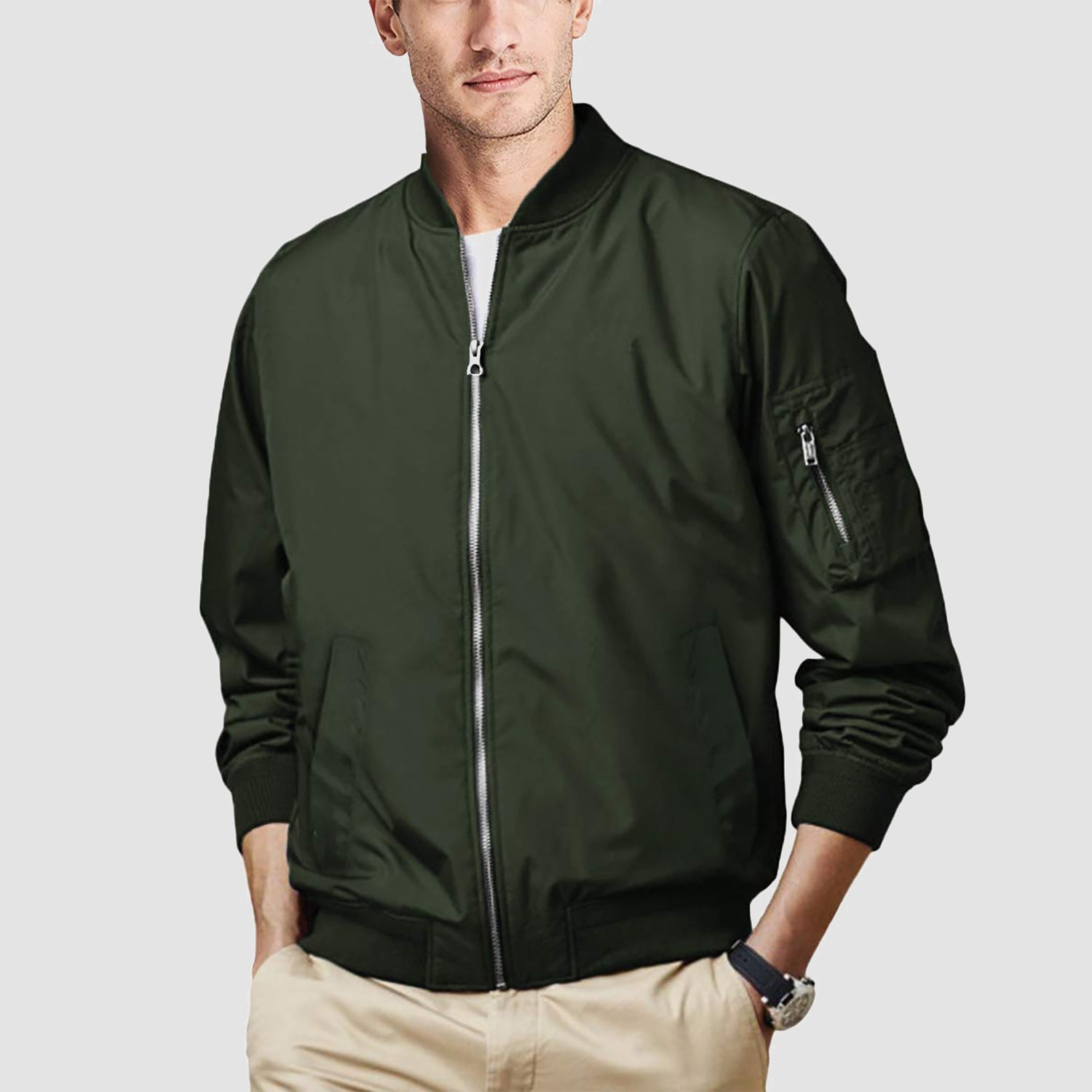 Men's Jacket Lightweight Windbreaker Bomber Jacket Windproof Casual Jacket Outwear