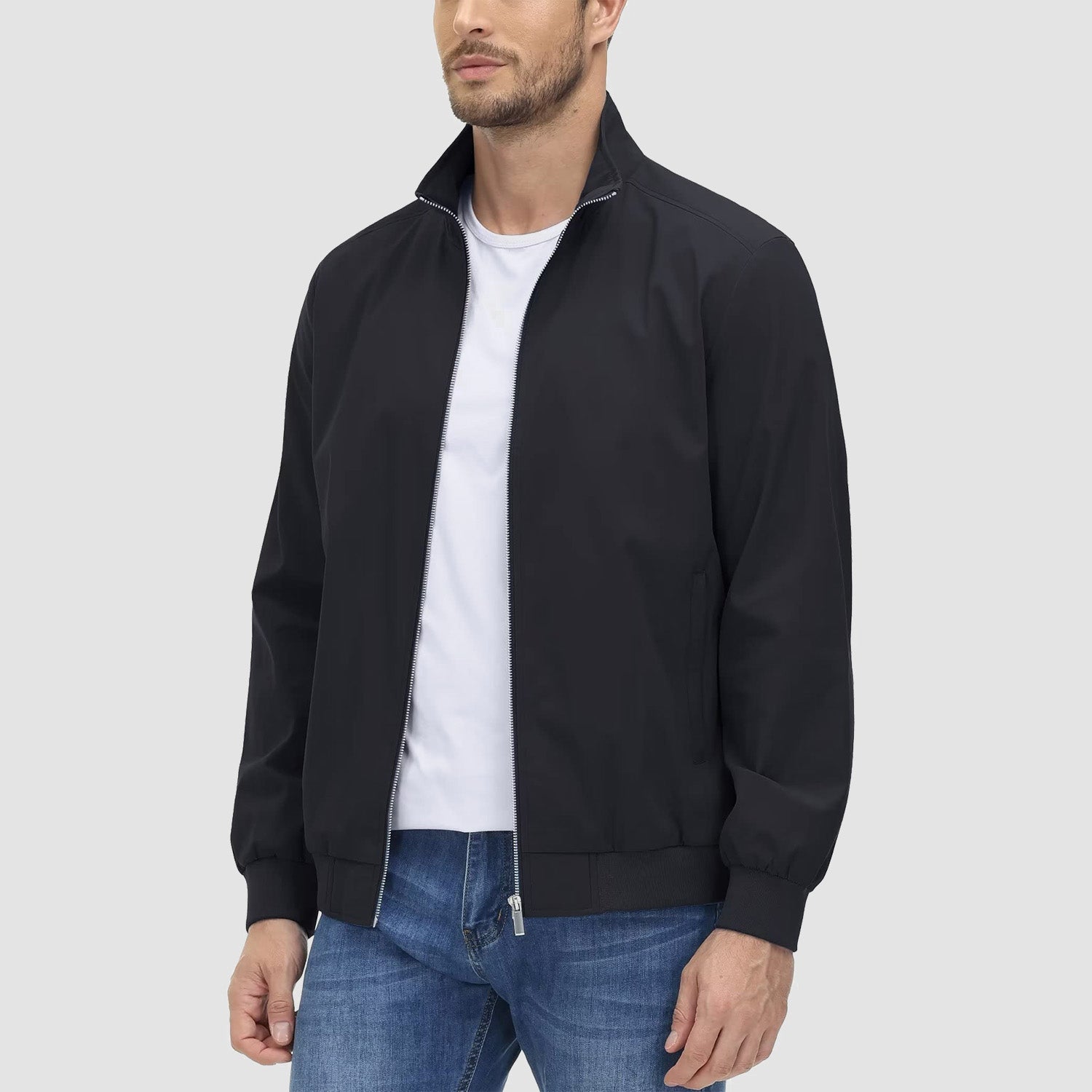 Men's Jacket Stand Collar Lightweight Windproof Outwear - MAGCOMSEN