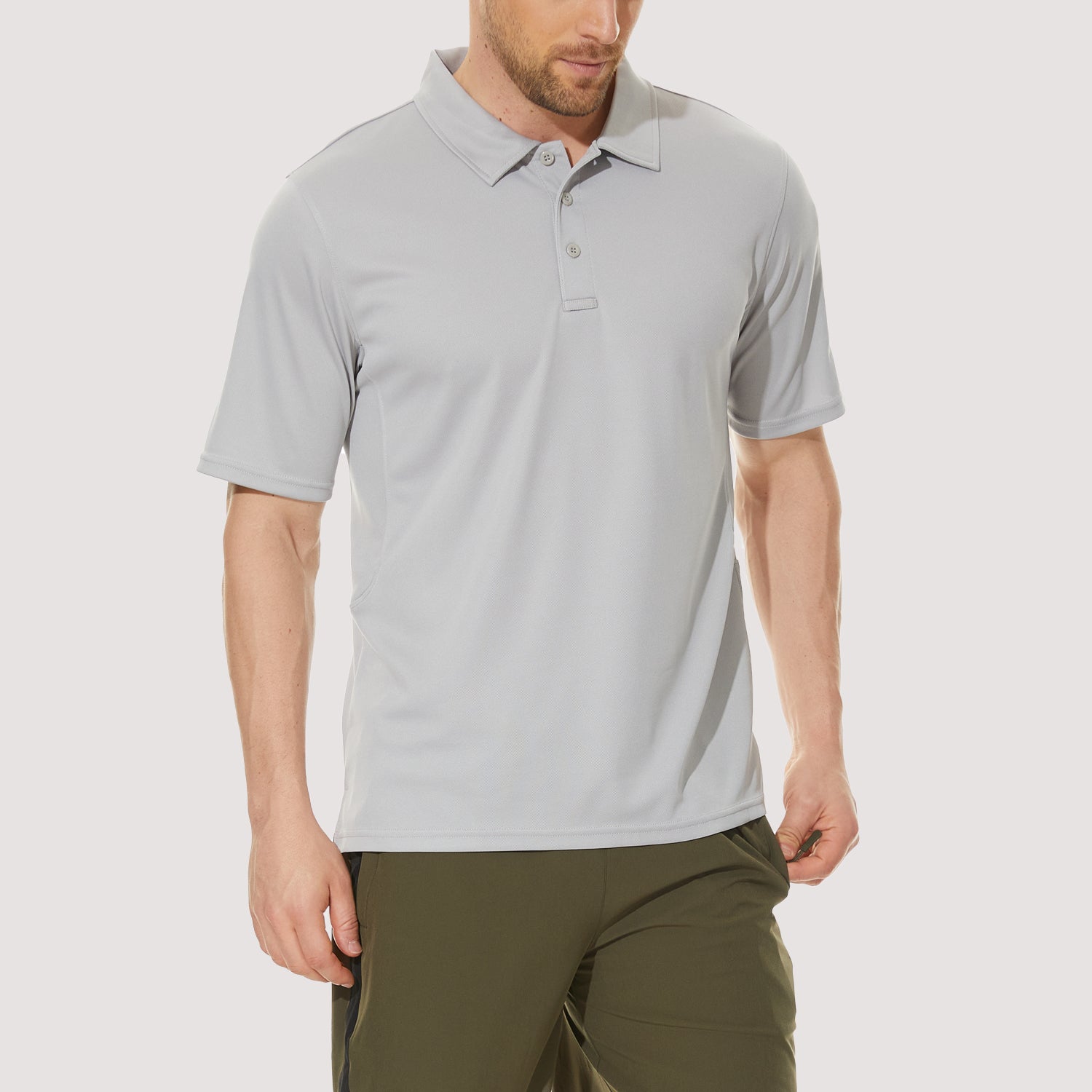 MAGCOMSEN Men's Golf Quick Dry Polo Shirt Light Grey by MAGCOMSEN #Color_Light Grey