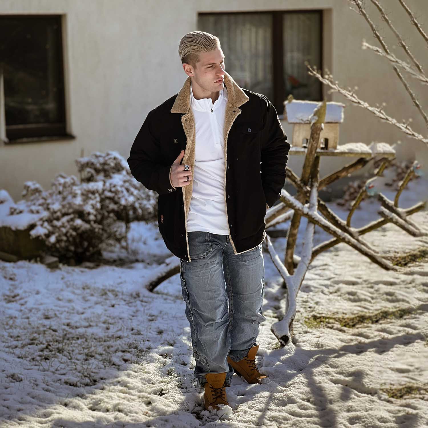 Men's Sherp Cargo Jacket Turn-down Collar Winter Coats - MAGCOMSEN