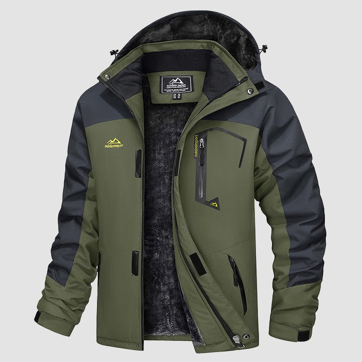 Men's Water-Repellent Winter Ski Jacket with Fleece Lining - MAGCOMSEN #Color_Army Green