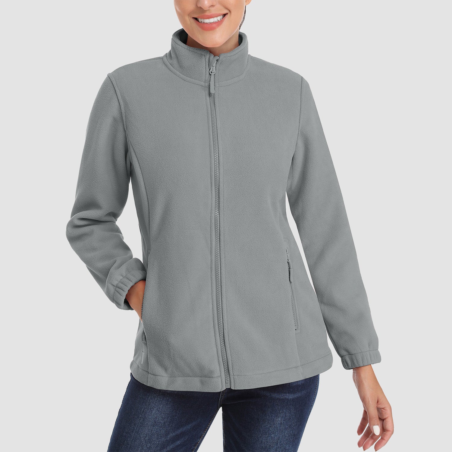 Women's Fleece Jacket Soft Full Zip Warm Long Sleeve with 2 Zipper Pockets Winter Jackets - MAGCOMSEN