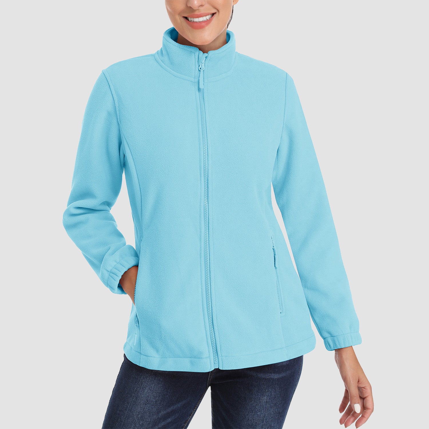 Women's Fleece Jacket Soft Full Zip Warm Long Sleeve with 2 Zipper Pockets Winter Jackets - MAGCOMSEN