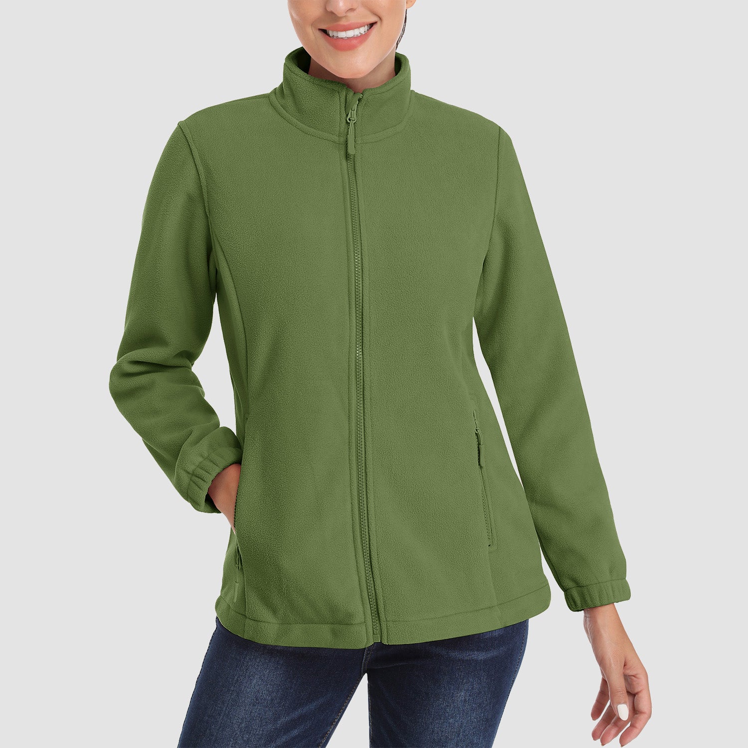 Women's Fleece Jacket Soft Full Zip Warm Long Sleeve with 2 Zipper Pockets Winter Jackets - MAGCOMSEN