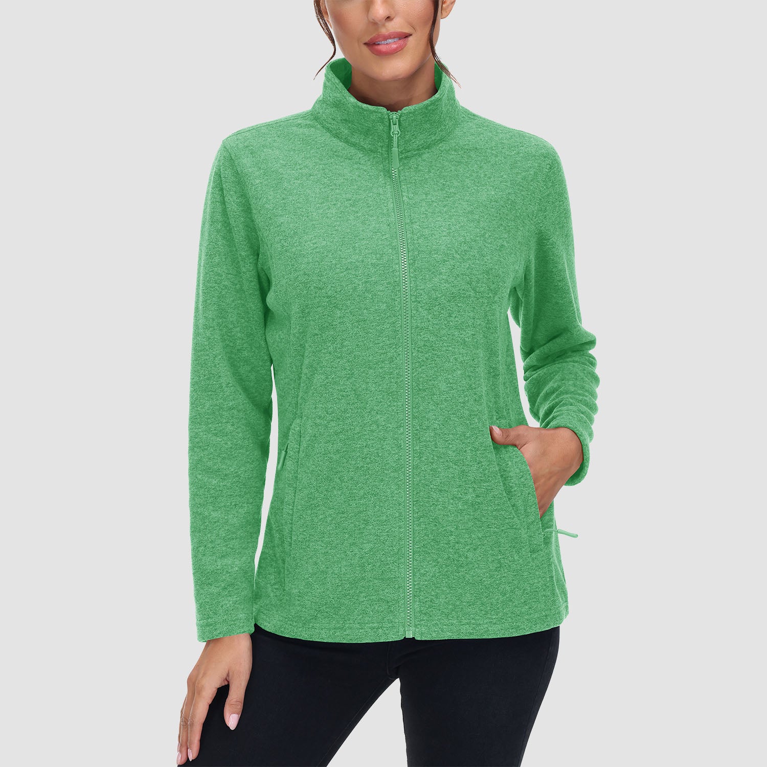 Women's Full Zip Fleece Jacket - Zip Pockets, Warm