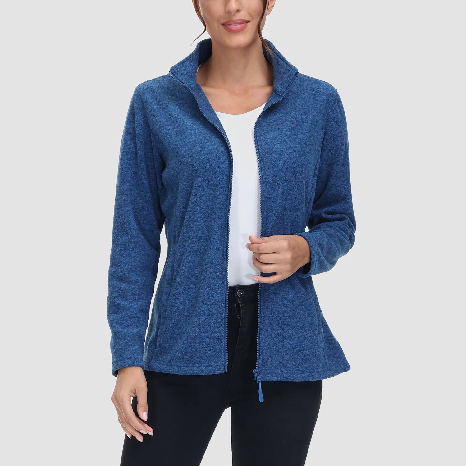 Women's Full Zip Fleece Jacket - Zip Pockets, Warm
