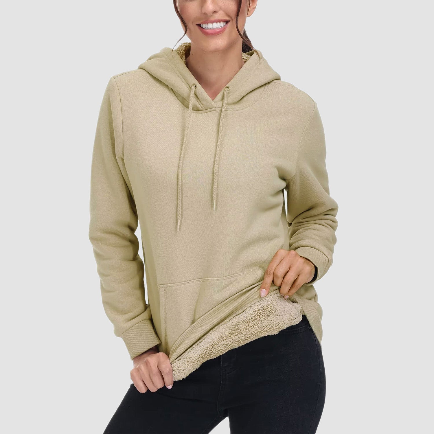 Women's Sherpa Hoodies Fleece Lined Sweatshirtst Pullover With Kanga Pocket - MAGCOMSEN