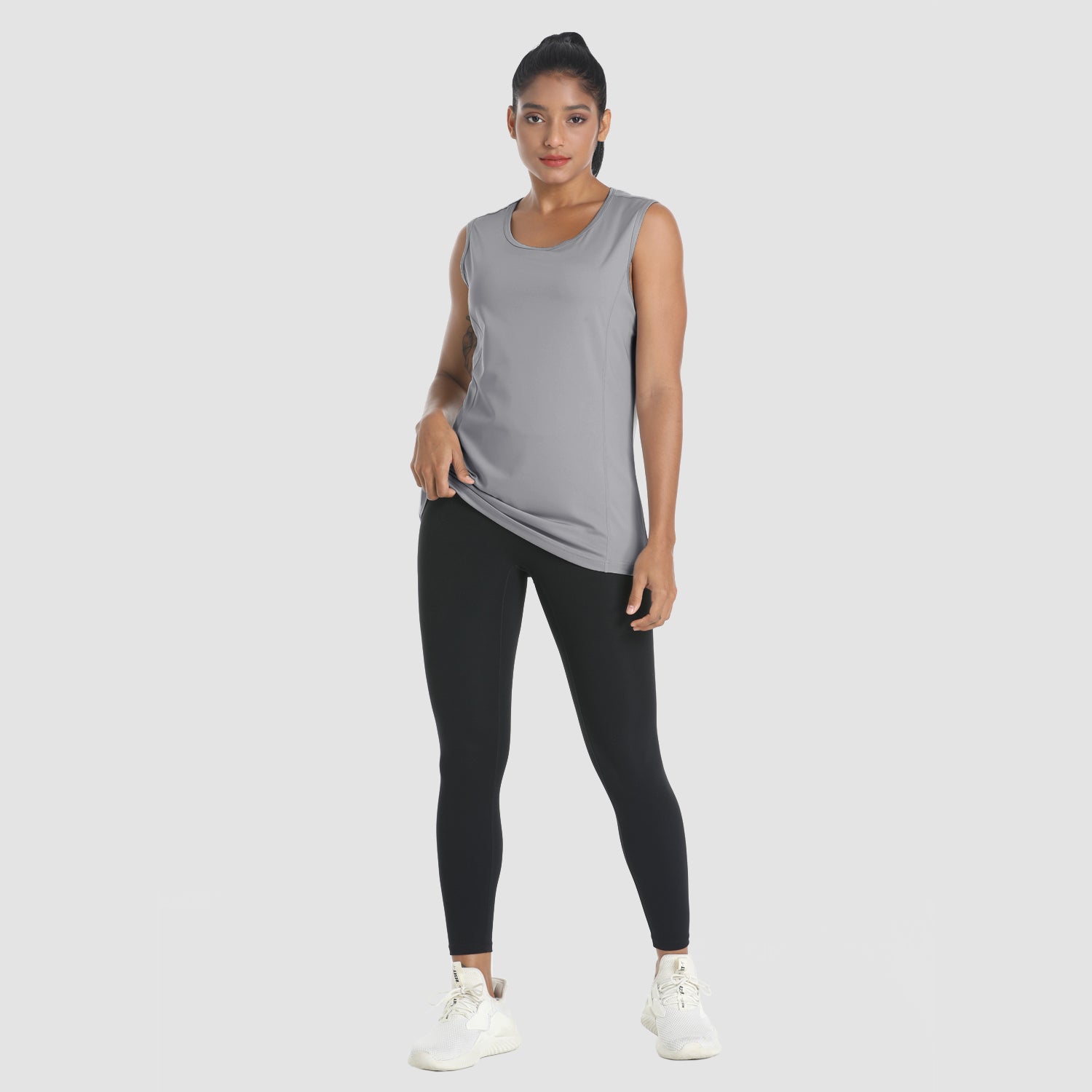 Women's UPF 80+ Tank Top - Quick Dry Workout & Outdoor Light Grey by MAGCOMSEN #Color_Light Grey