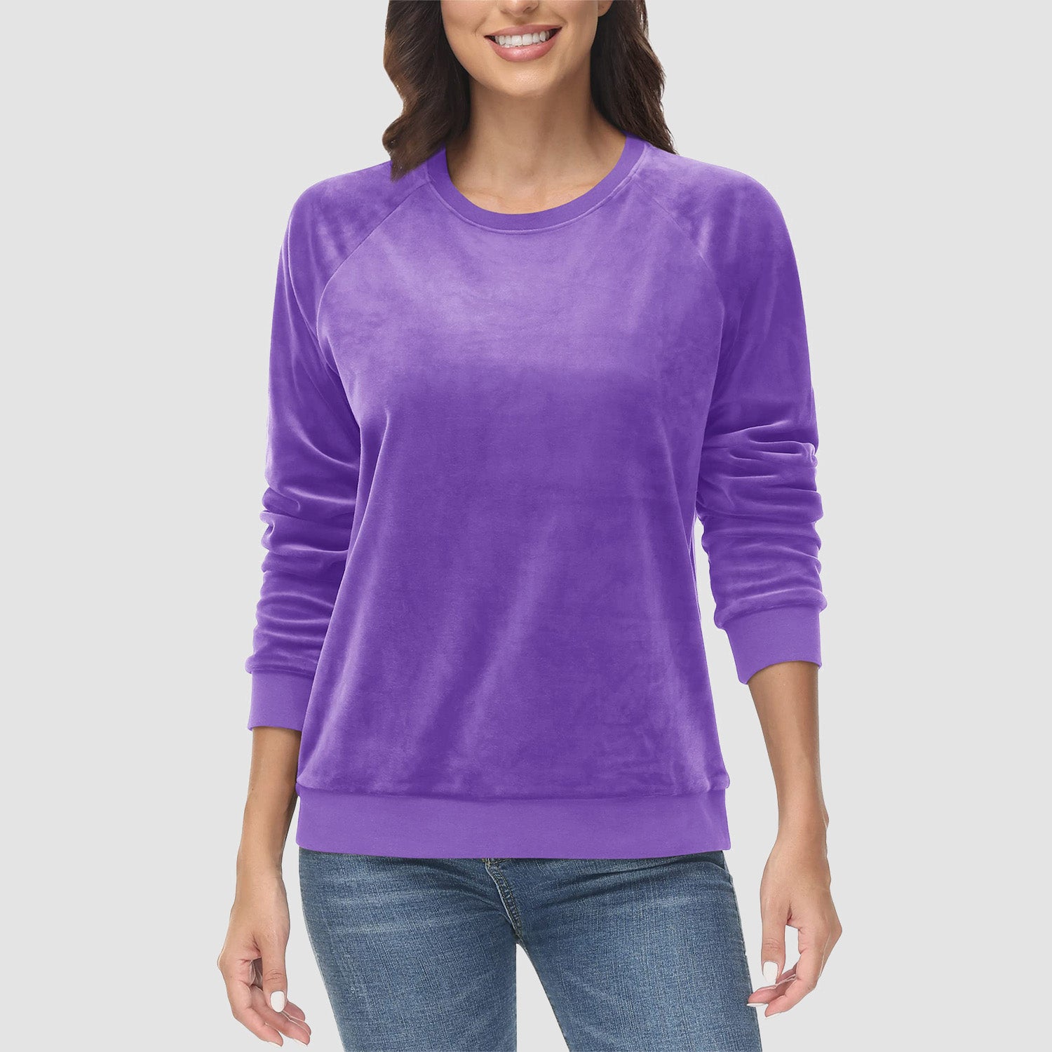 Women's Sweatshirt Crewneck Pullover Casual Long Sleeve Shirts Fleece Warm Velour Sweatshirts - MAGCOMSEN