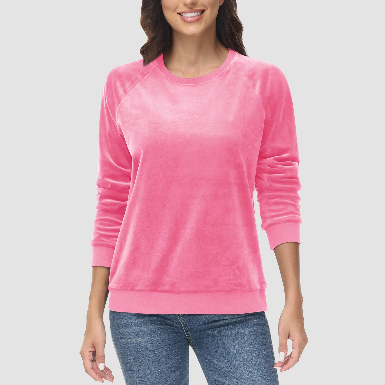 Women's Sweatshirt Crewneck Pullover Casual Long Sleeve Shirts Fleece Warm Velour Sweatshirts - MAGCOMSEN