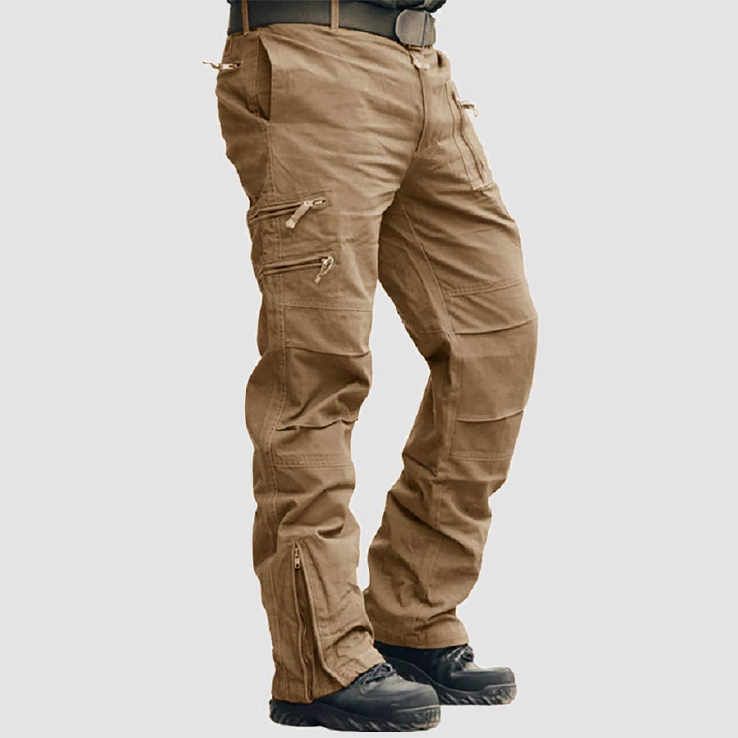 Men's Tactical Cargo Pants with 9 Pockets for Hiking - MAGCOMSEN Color_Dark Khaki