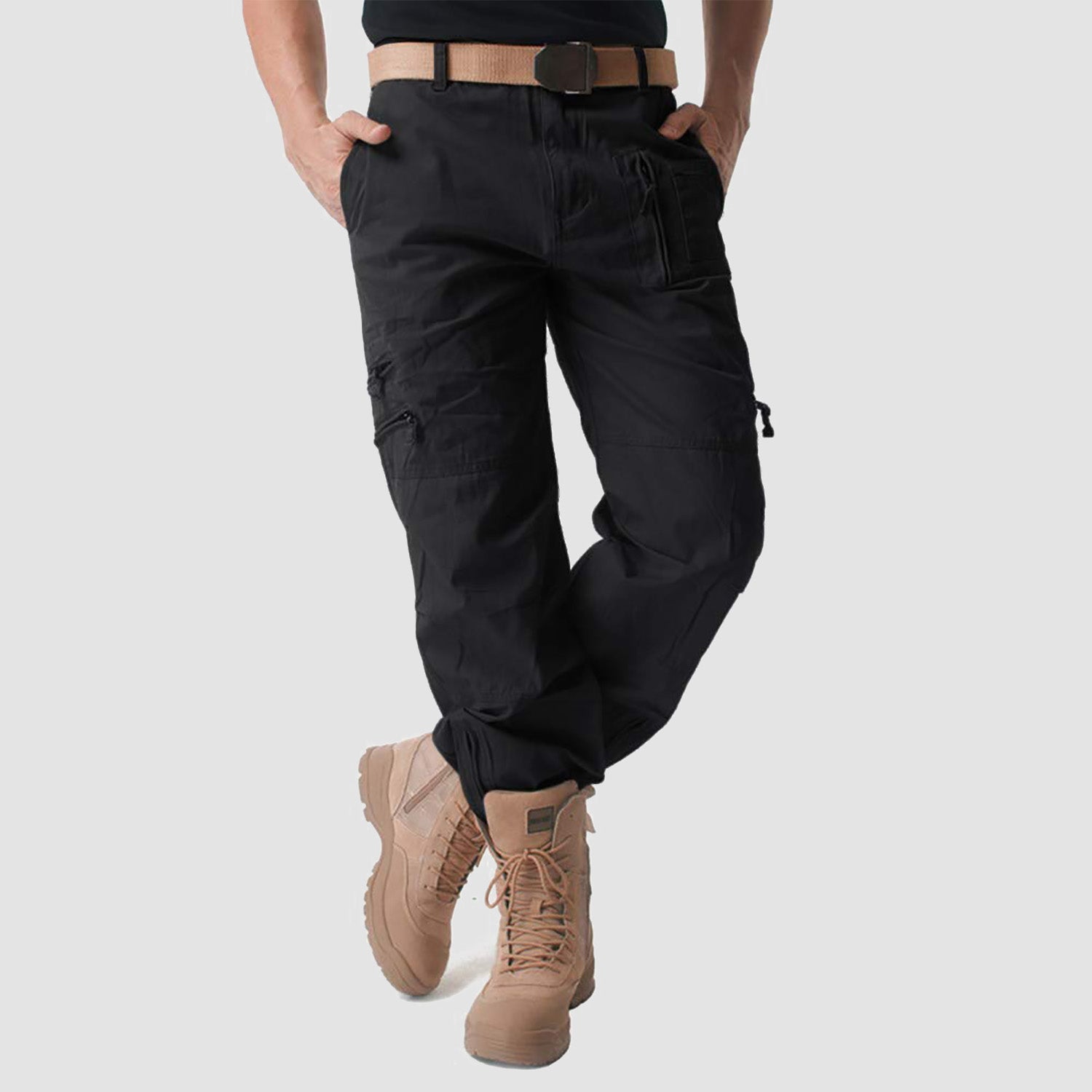 Men's Tactical Cargo Pants with 9 Pockets for Hiking - MAGCOMSEN Color_Black