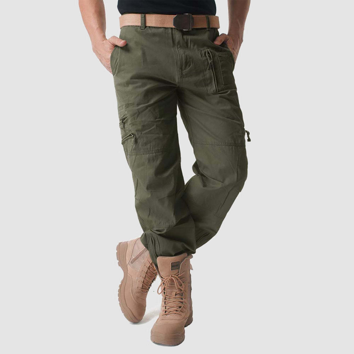 Men's Tactical Cargo Pants with 9 Pockets for Hiking - MAGCOMSEN Color_Green
