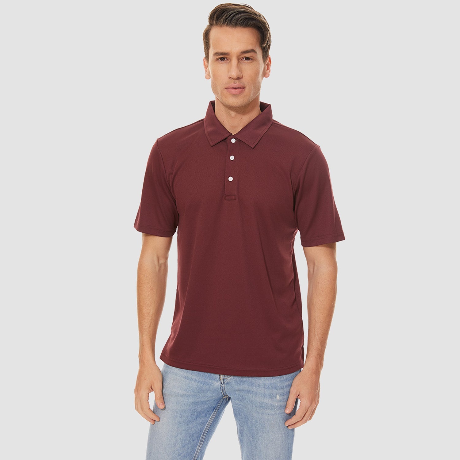 Men's Quick Dry Golf Polo Wine by MAGCOMSEN