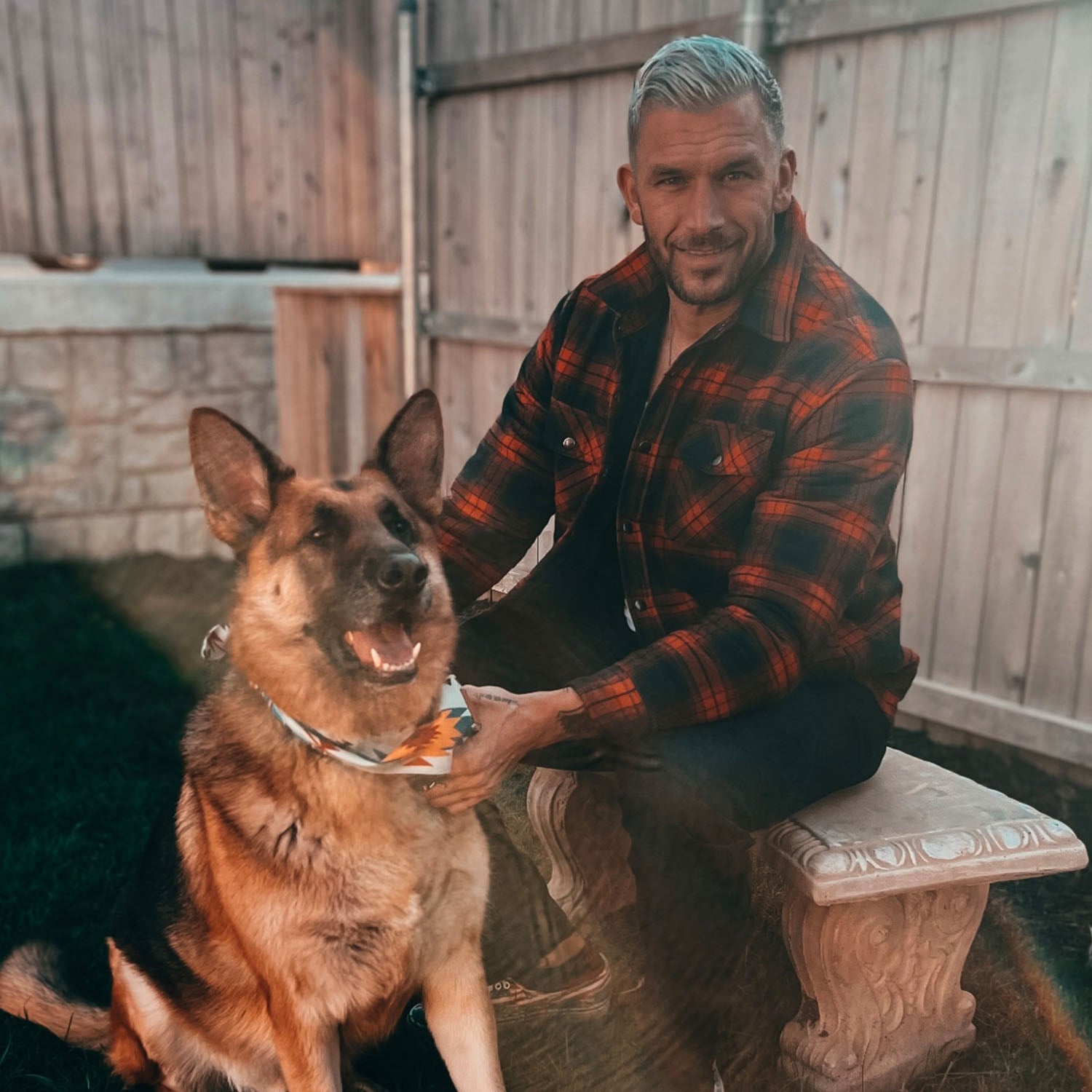 Orange Men's Quilted Flannel Jacket - Warm Winter Padded Shirt - MAGCOMSEN