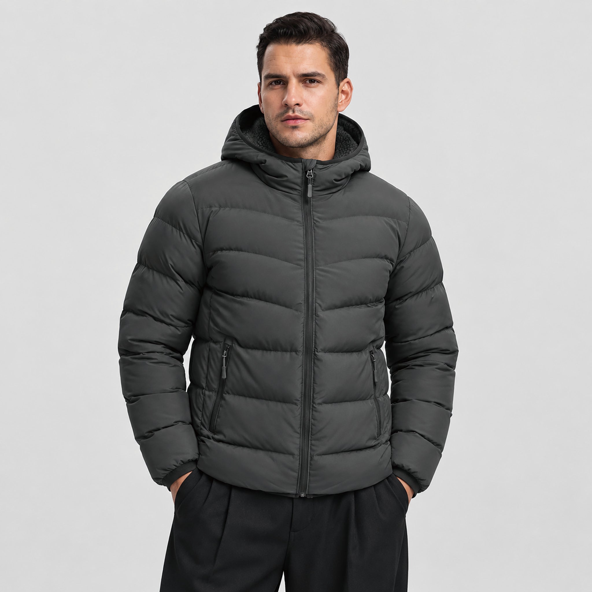 Men's Lightweight Quilted Puffer Jacket with Hood
