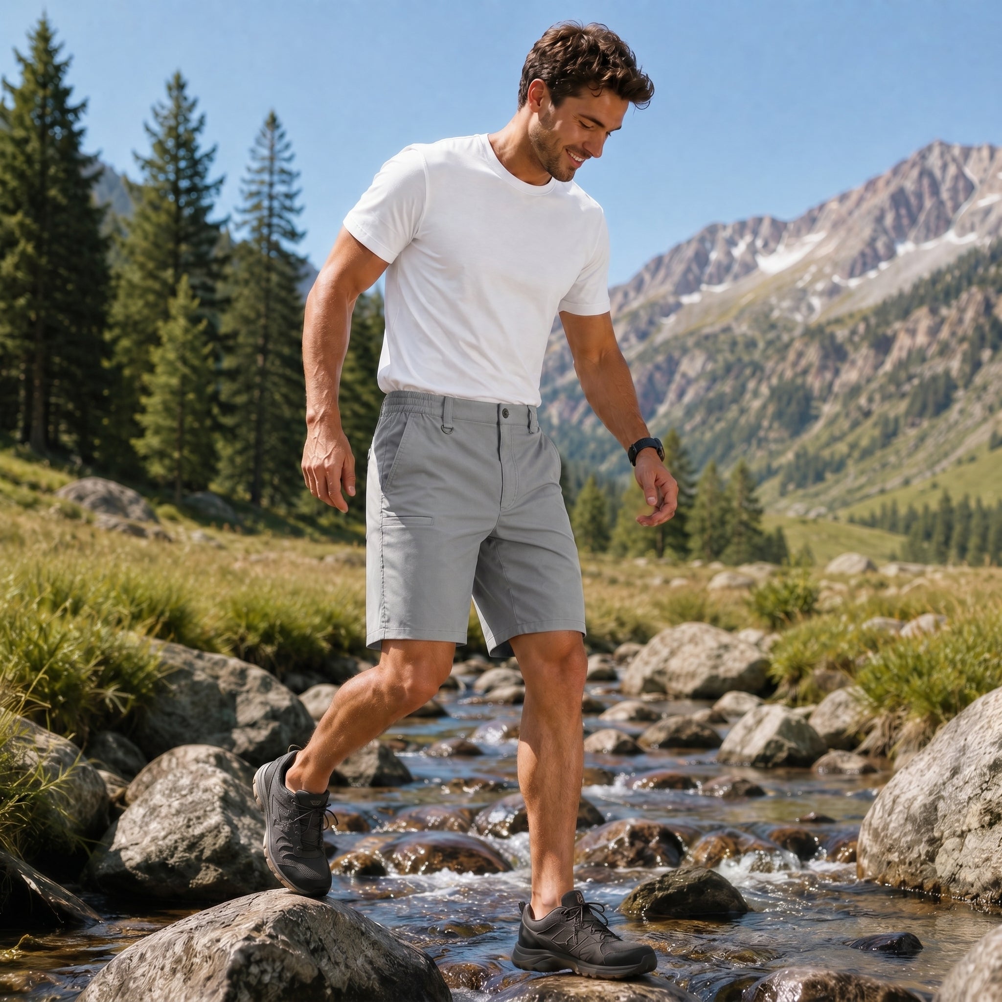 Men's Stretch Cotton Cargo Shorts - Below Knee Utility Work Shorts