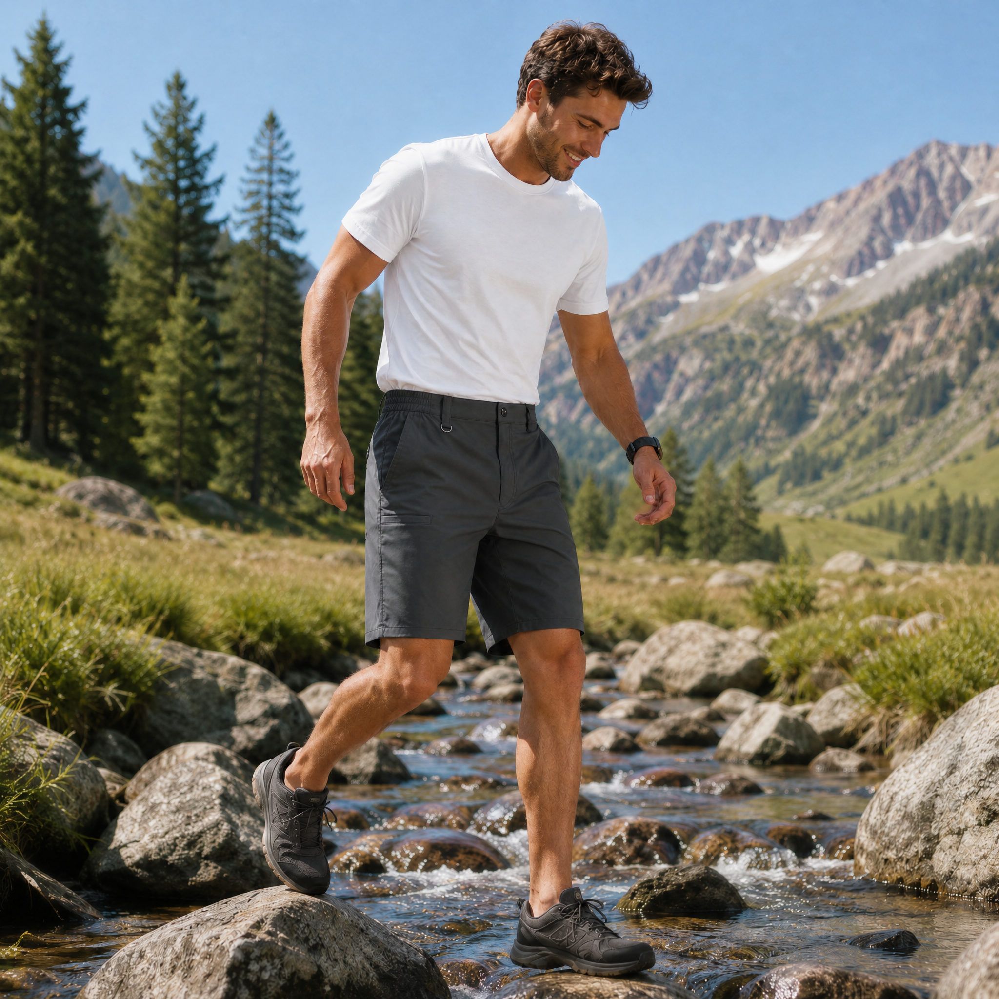 Men's Stretch Cotton Cargo Shorts - Below Knee Utility Work Shorts