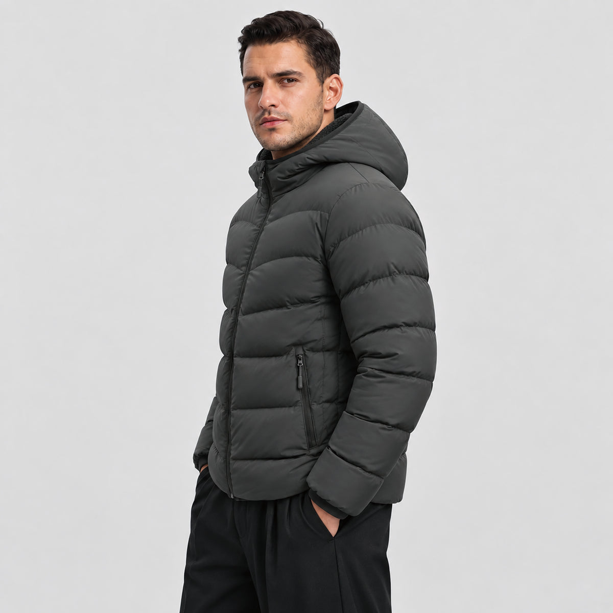 Men's Lightweight Quilted Puffer Jacket with Hood