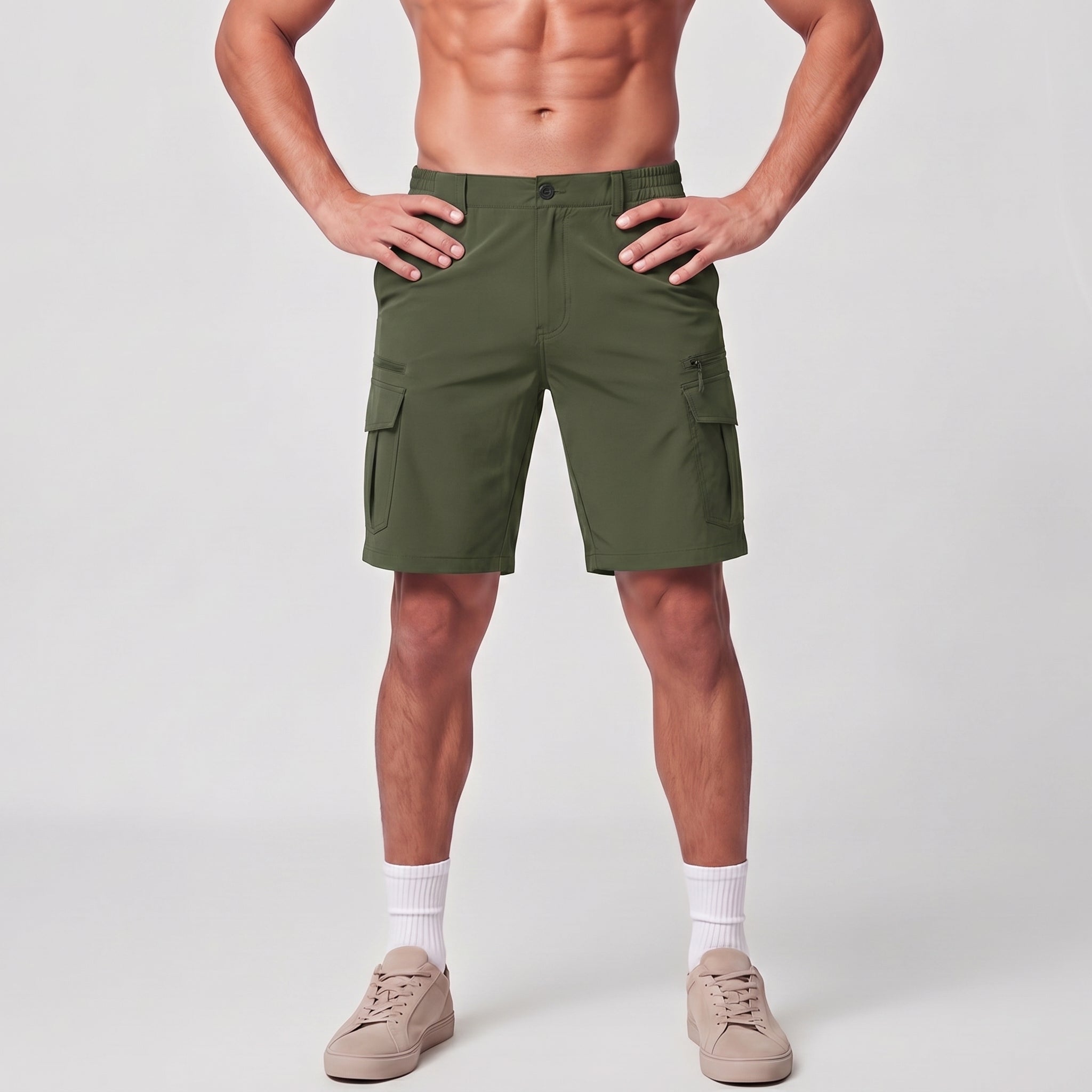 Men 9 Inch Hiking Cargo Shorts - Water Resistant 7 Pocket Stretch Tactical Shorts