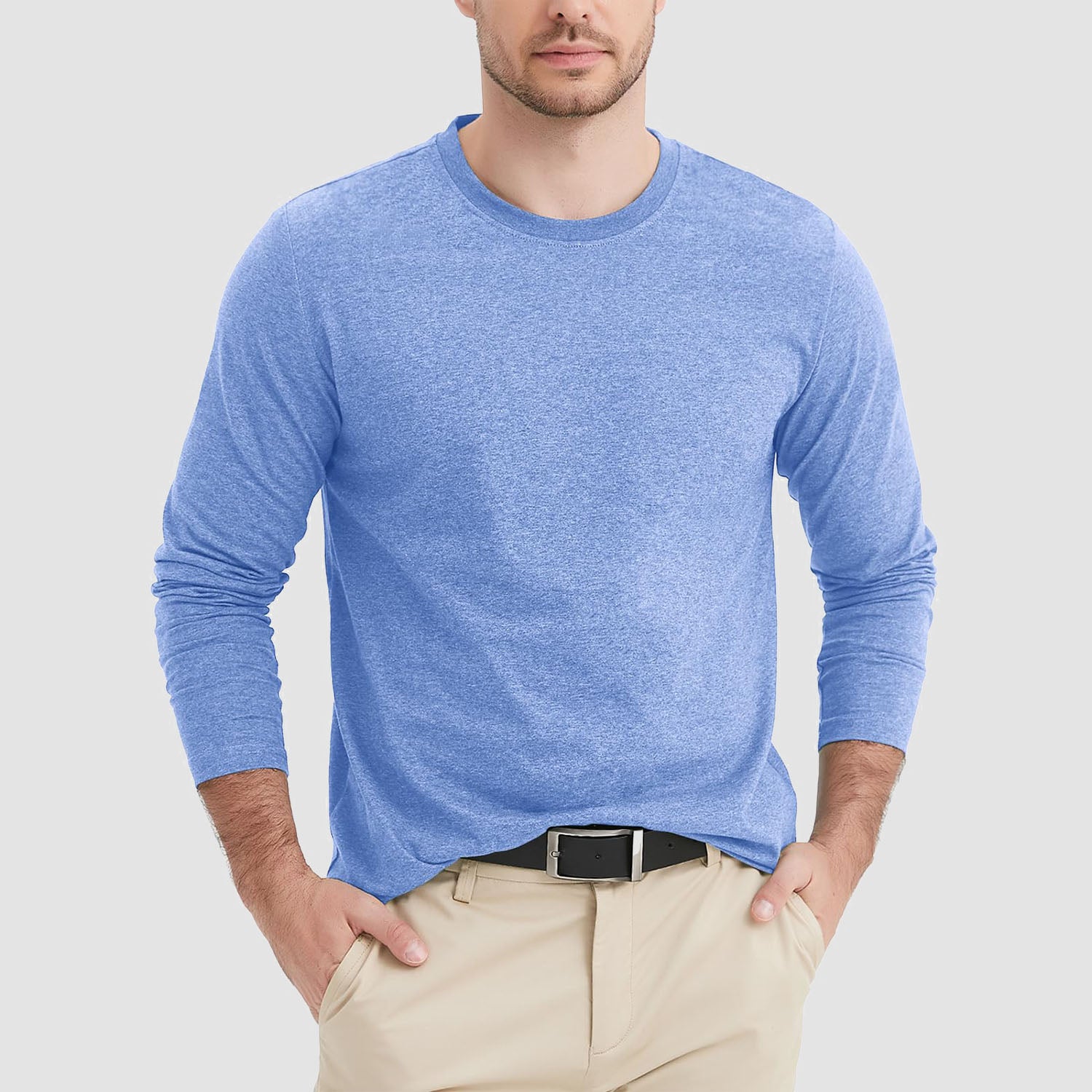 Men's Crew Neck Long Sleeve Shirt Breathable Sports Shirt