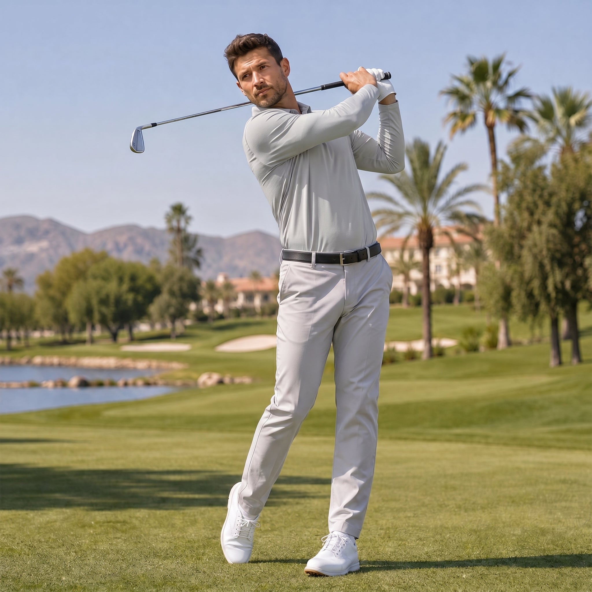 Men‘s Long Sleeve Golf Polo - Moisture Wicking Stretch Performance Shirt