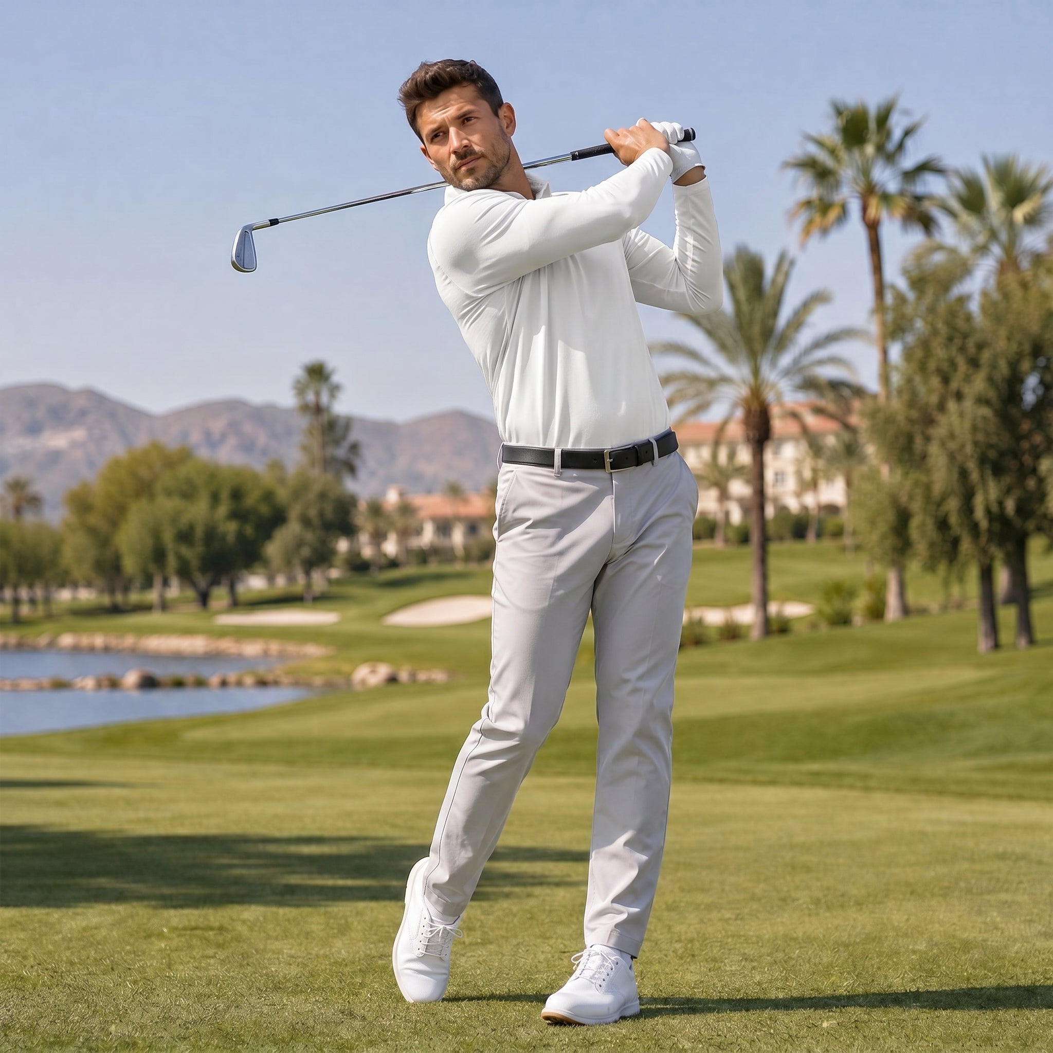 Men‘s Long Sleeve Golf Polo - Moisture Wicking Stretch Performance Shirt