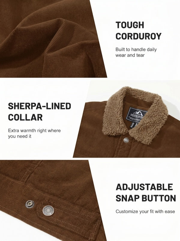 Men's Retro Fleece Sherpa Lined Corduroy Jacket