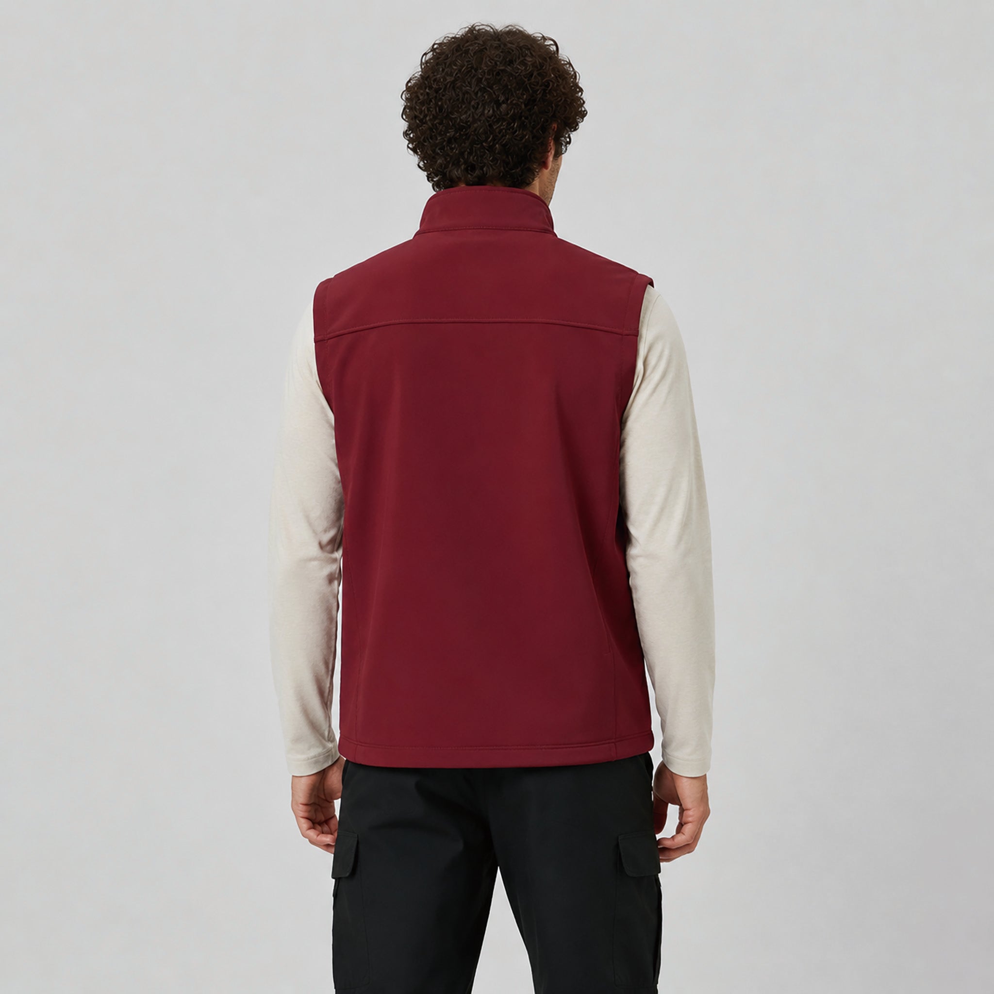 Men's Waterproof Softshell Vest 6-Pocket Fleece Lined Golf Windbreaker