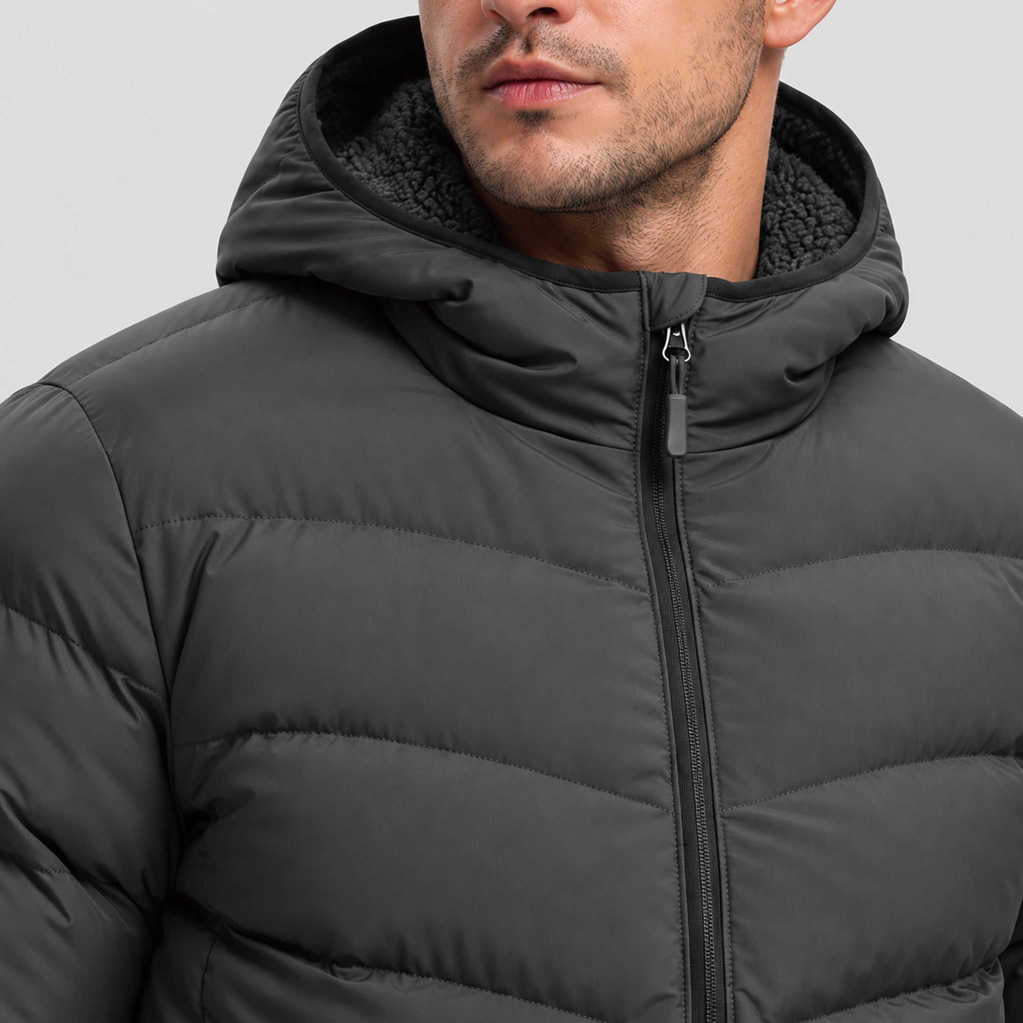 Men's Lightweight Quilted Puffer Jacket with Hood