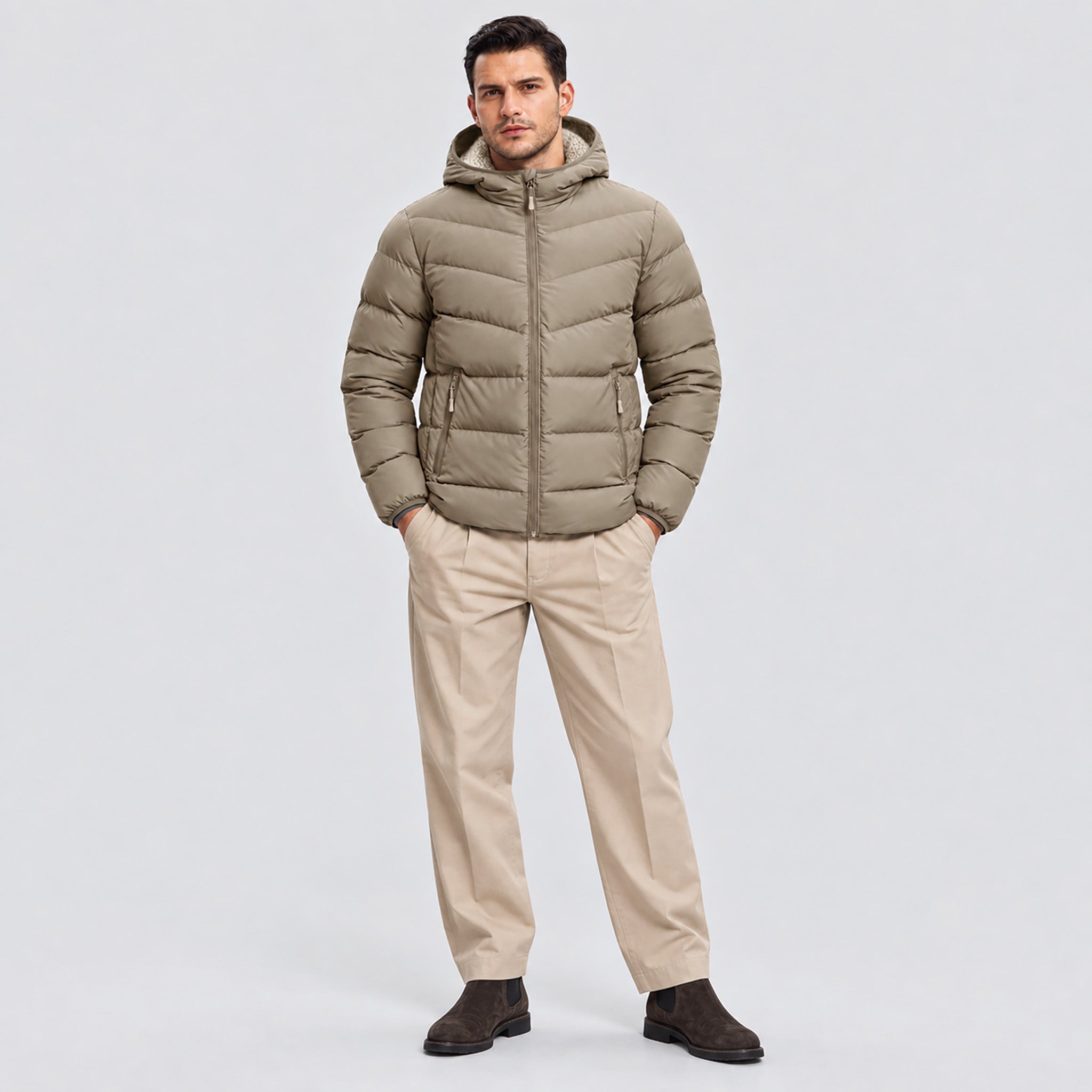 Men's Lightweight Quilted Puffer Jacket with Hood