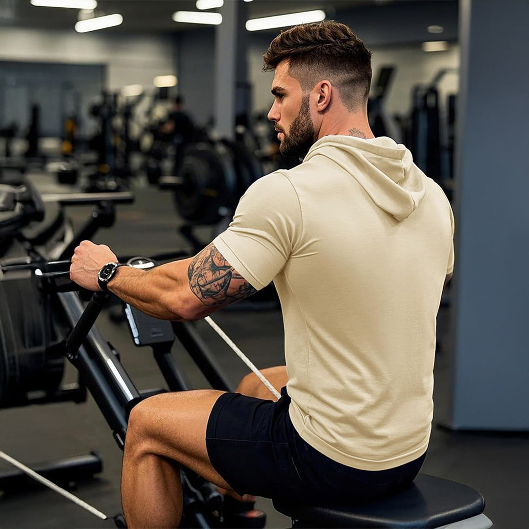 Mens Fashion Athletic Hoodies T-shirt Sport Sweatshirt Solid Color