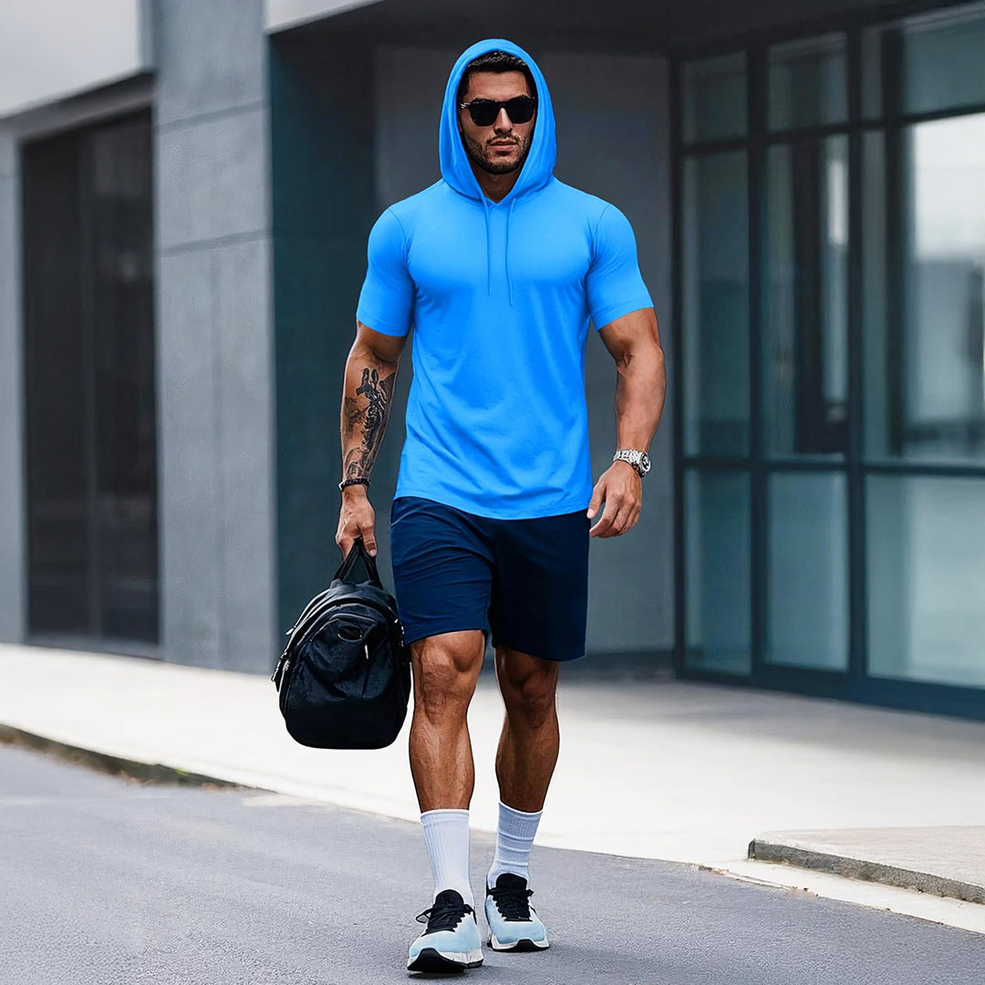 Mens Fashion Athletic Hoodies T-shirt Sport Sweatshirt Solid Color