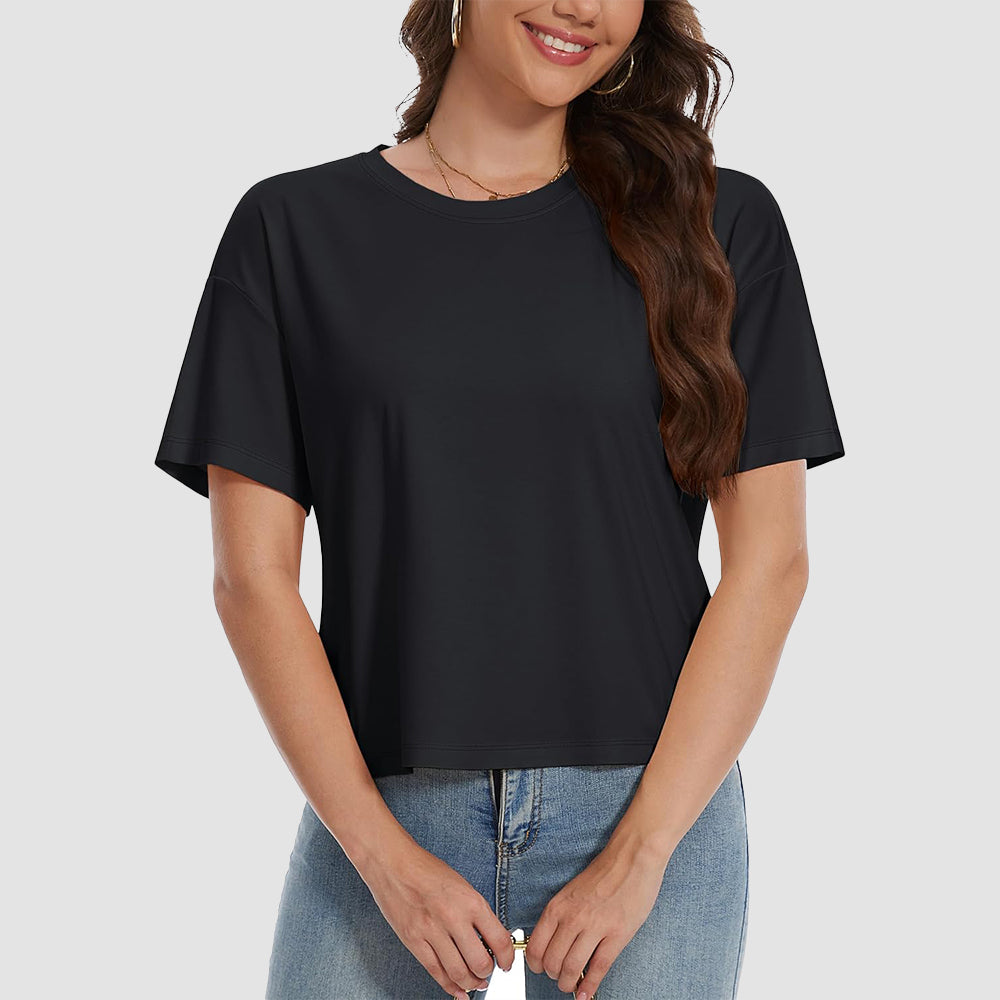【New In】Women's Cotton UPF 50+ Summer Crop Top T-Shirt