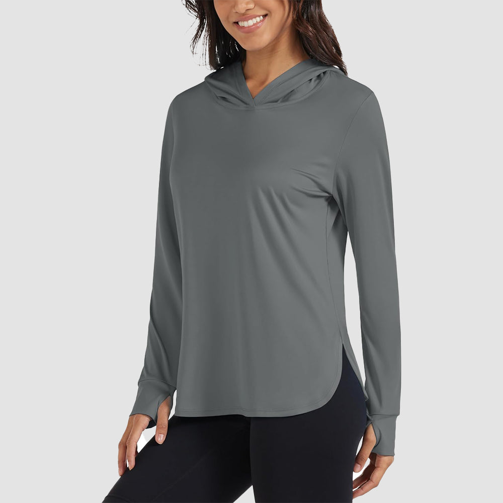 Women's Long Sleeve UPF 80+ Lightweight Rashguard Hoodie