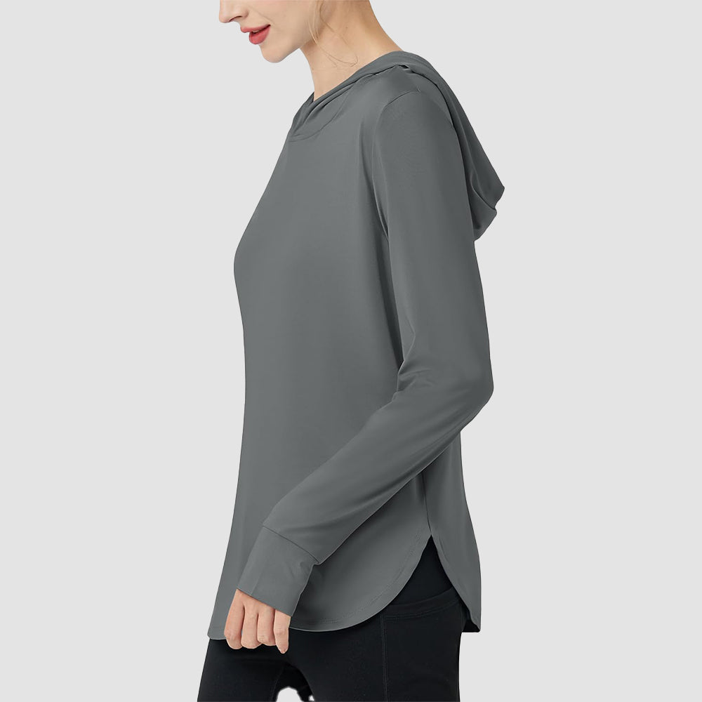 Women's Long Sleeve UPF 80+ Lightweight Rashguard Hoodie