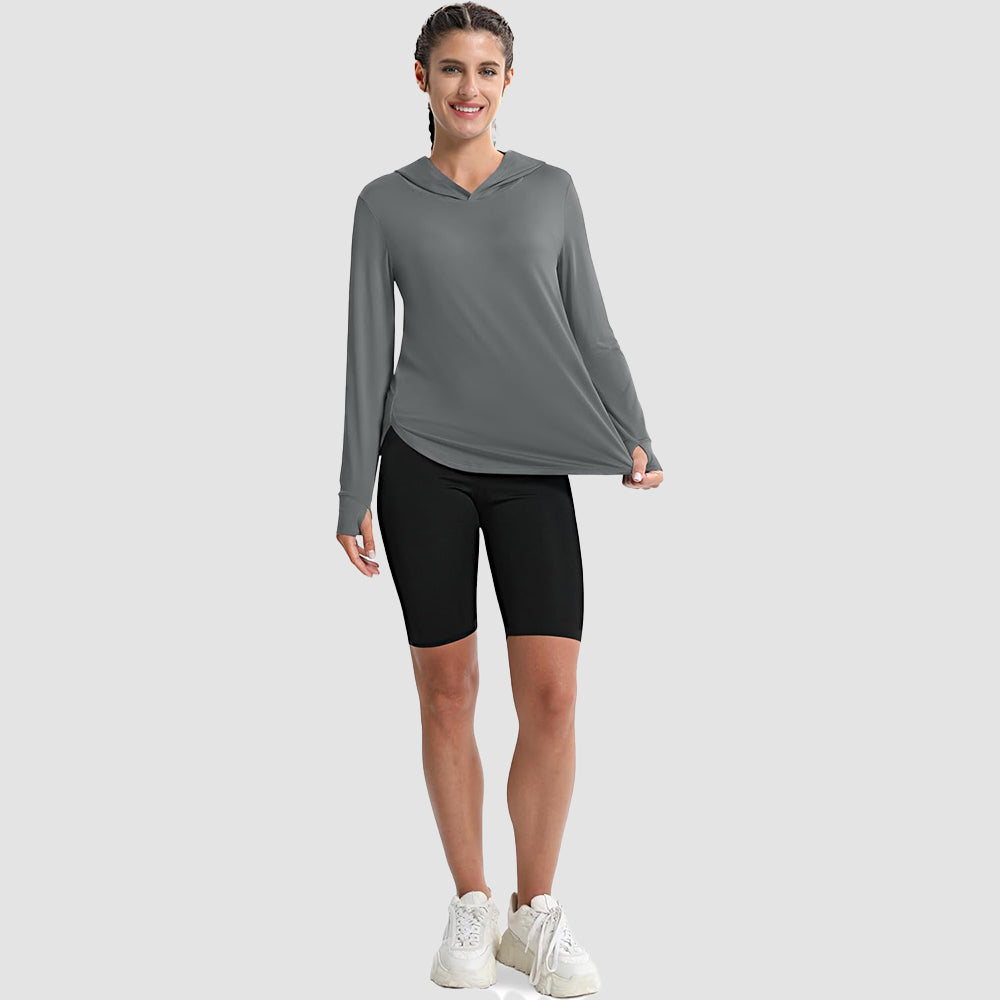 Women's Long Sleeve UPF 80+ Lightweight Rashguard Hoodie