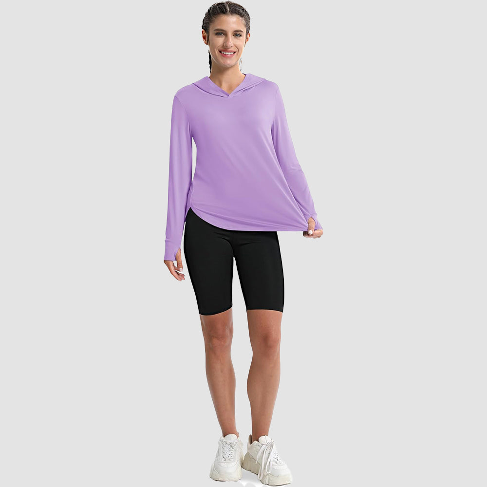 Women's Long Sleeve UPF 80+ Lightweight Rashguard Hoodie